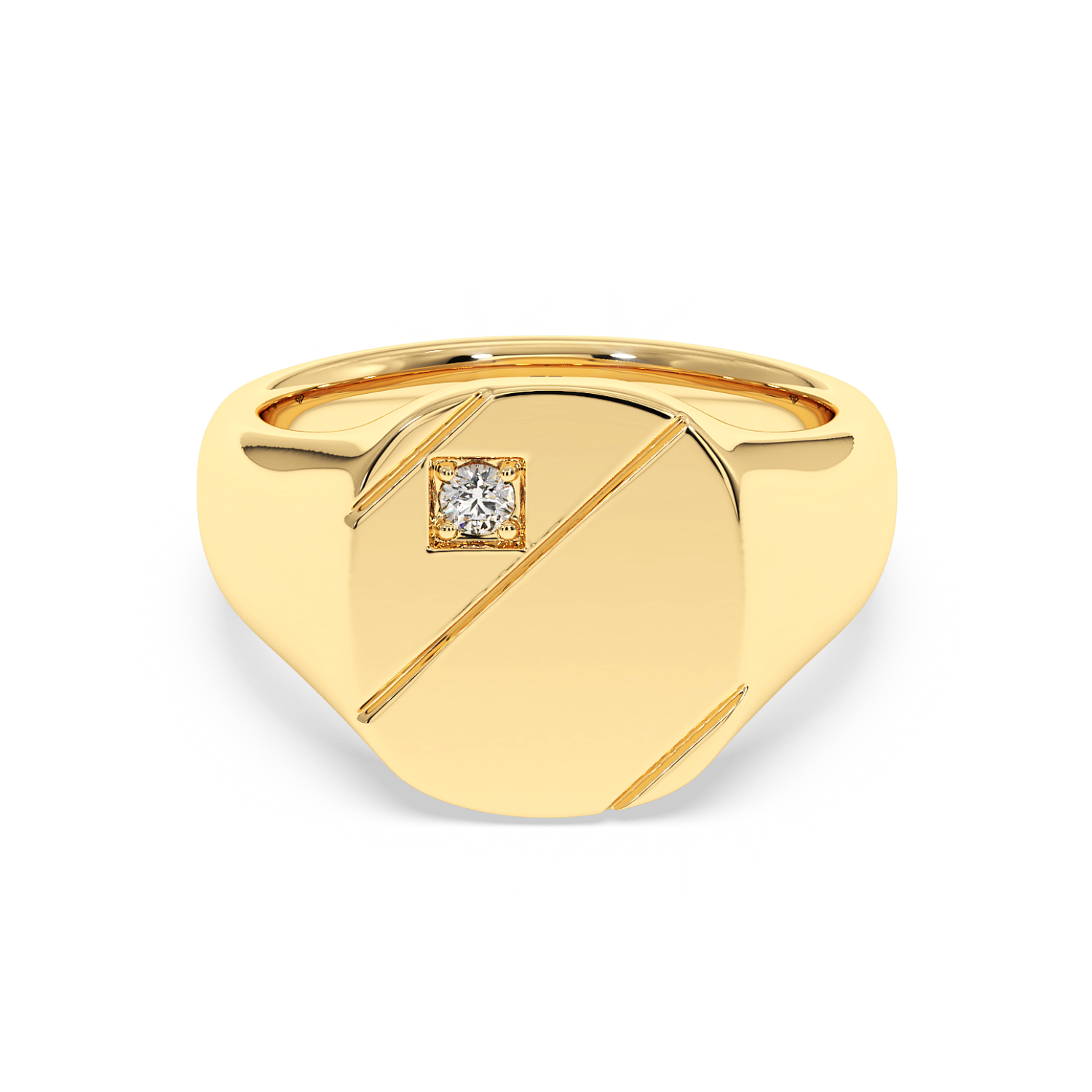 18K White Gold Cushion Signet Ring