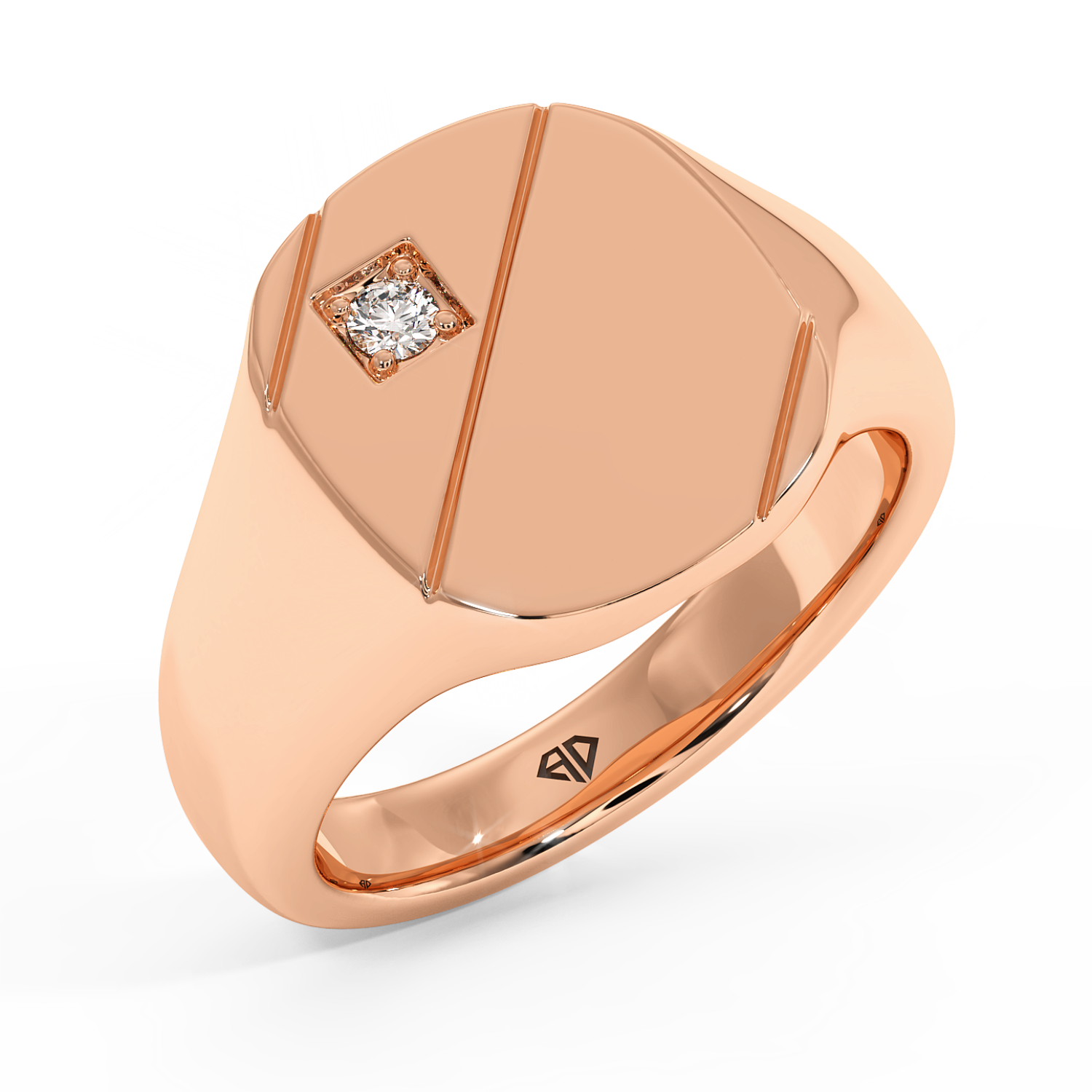 18K Rose Gold Cushion Signet Ring