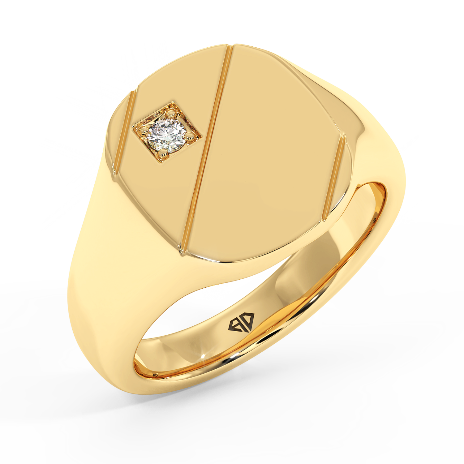 18K Yellow Gold Cushion Signet Ring