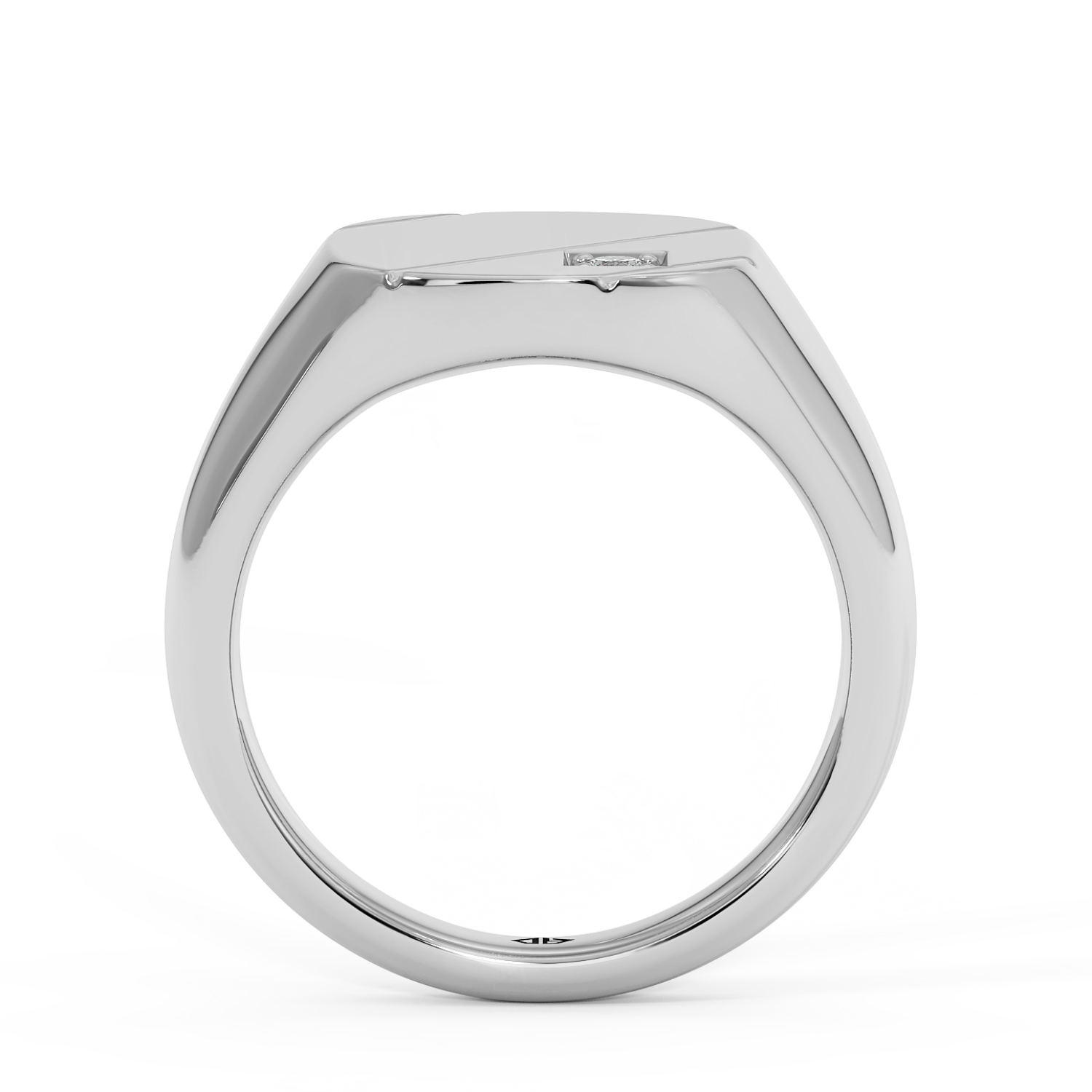 18K White Gold Cushion Signet Ring