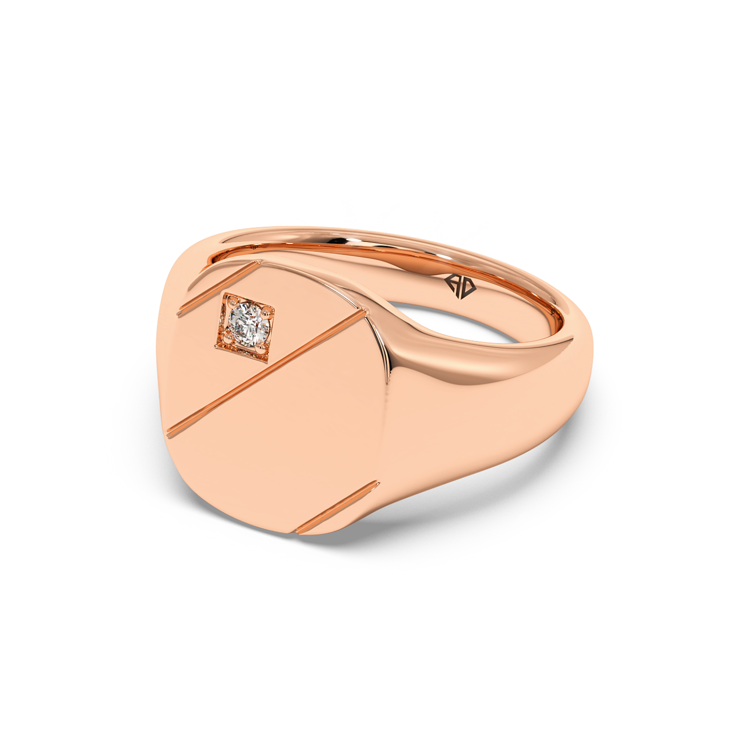 18K Rose Gold Cushion Signet Ring