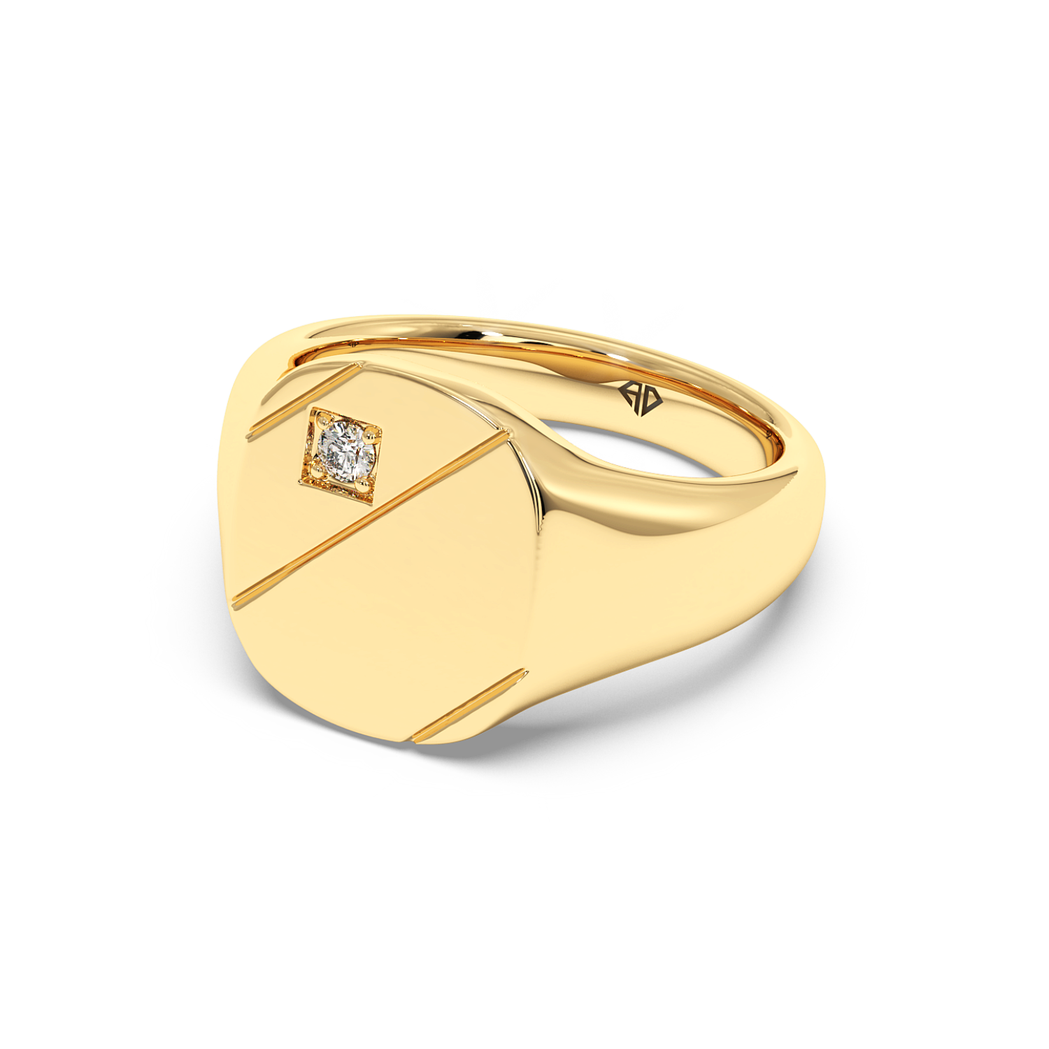 18K Yellow Gold Cushion Signet Ring
