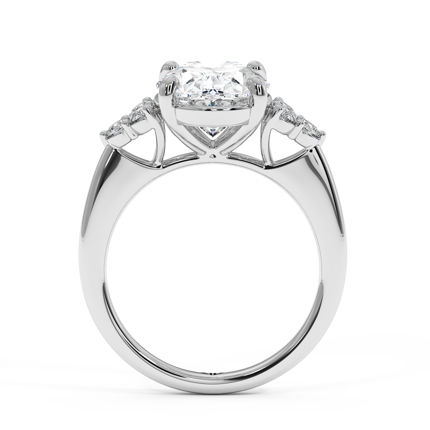 Platinum Oval Diamond Trilogy Engagement Ring