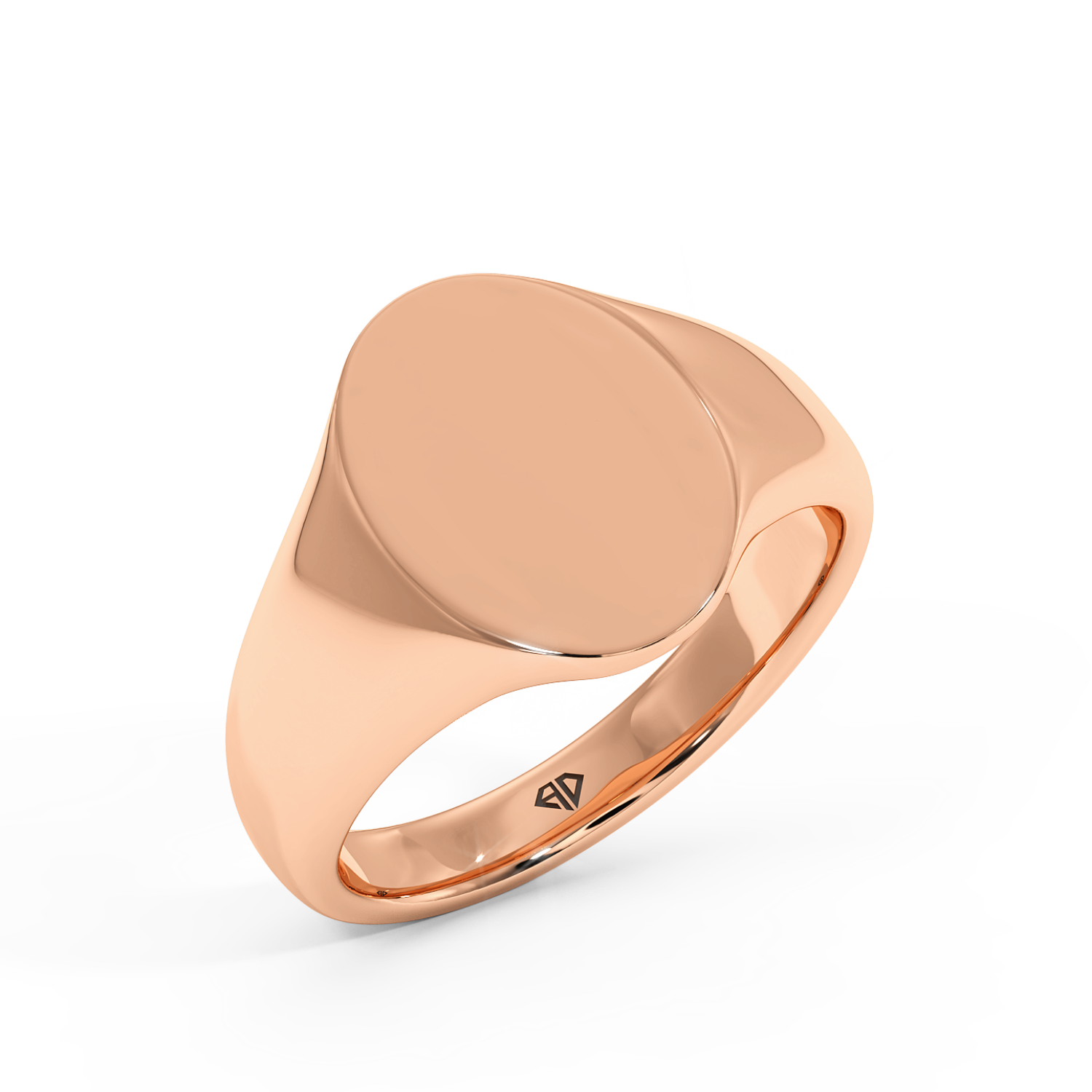 18K Rose Gold Engraved Signet Ring