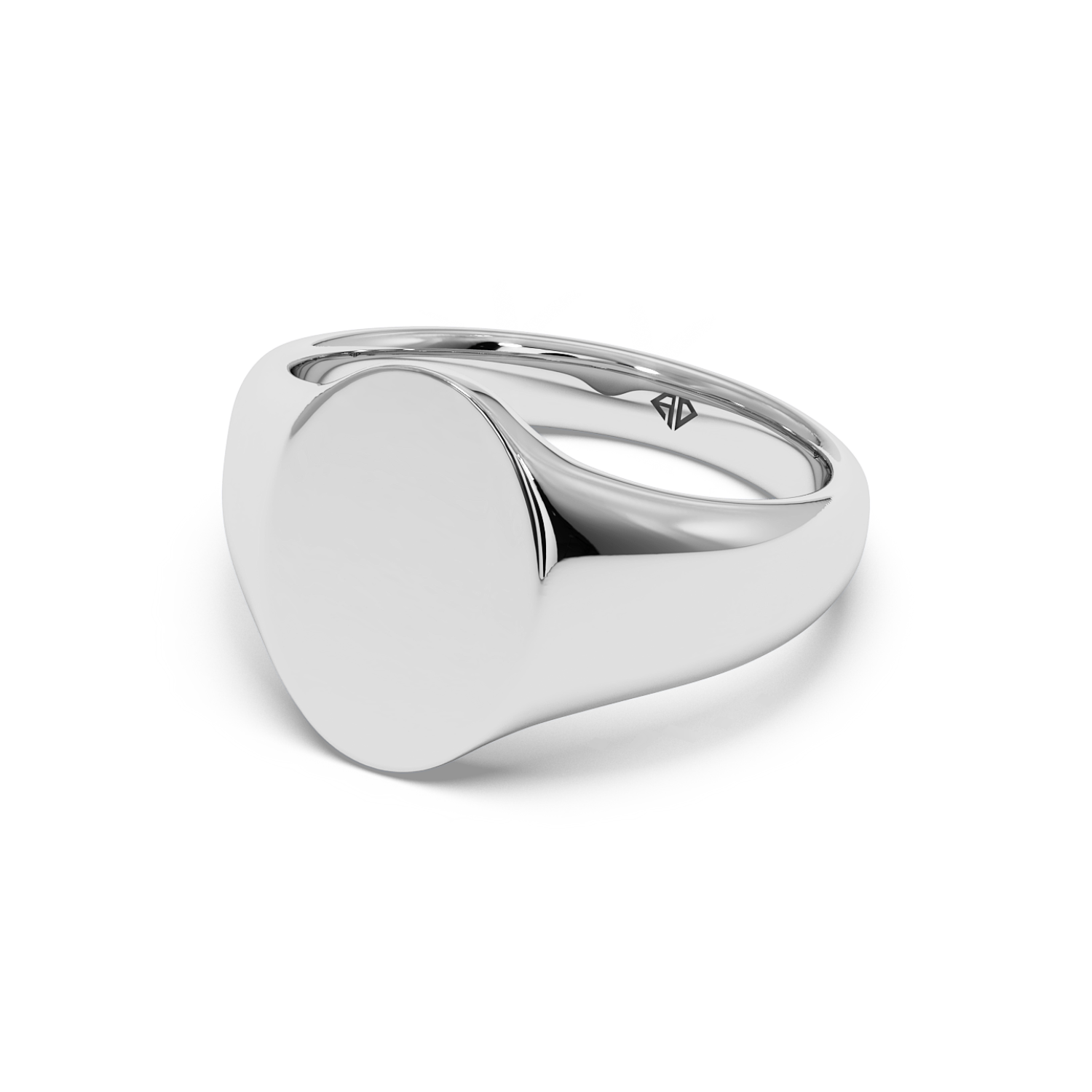 18K White Gold Engraved Signet Ring