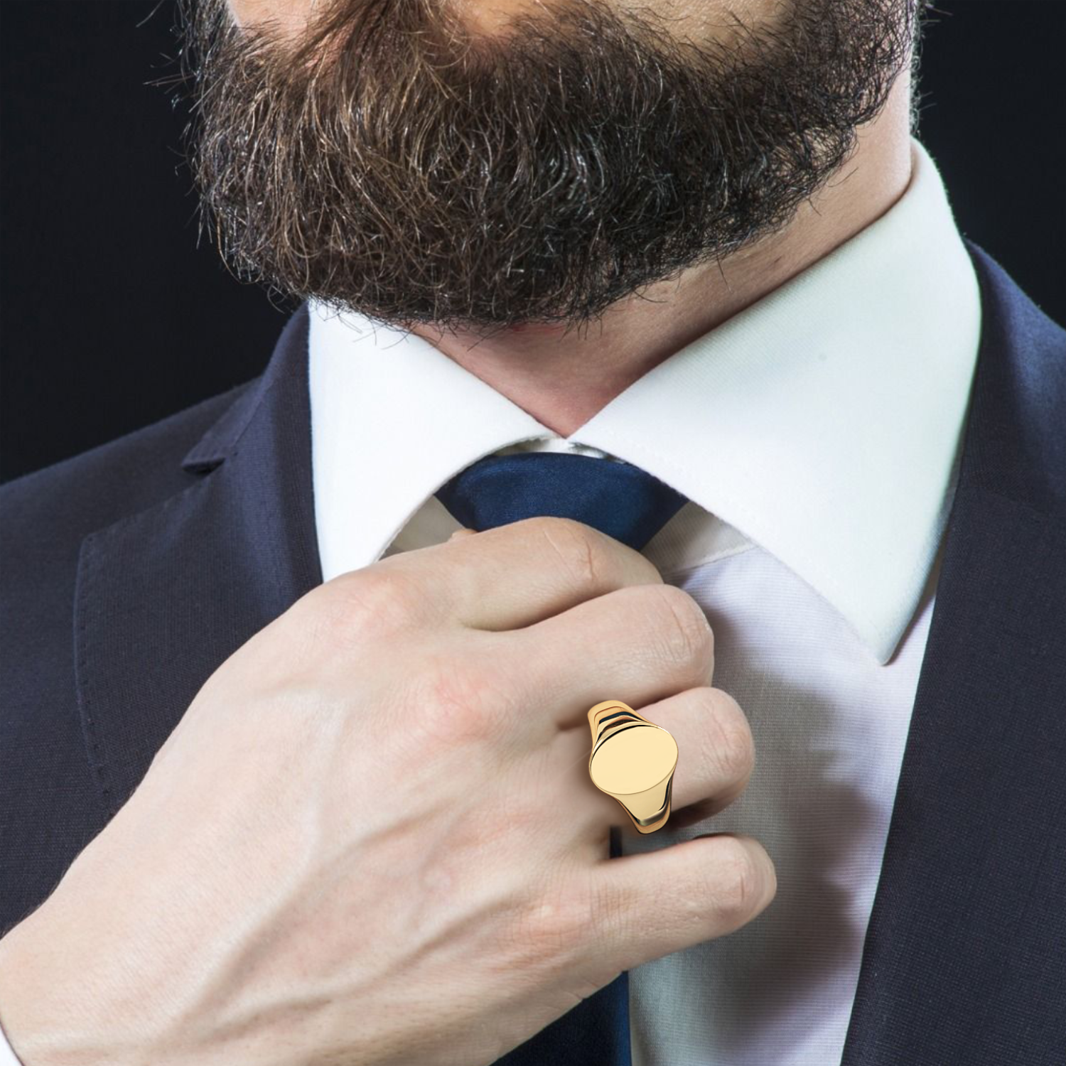 18K Yellow Gold Engraved Signet Ring
