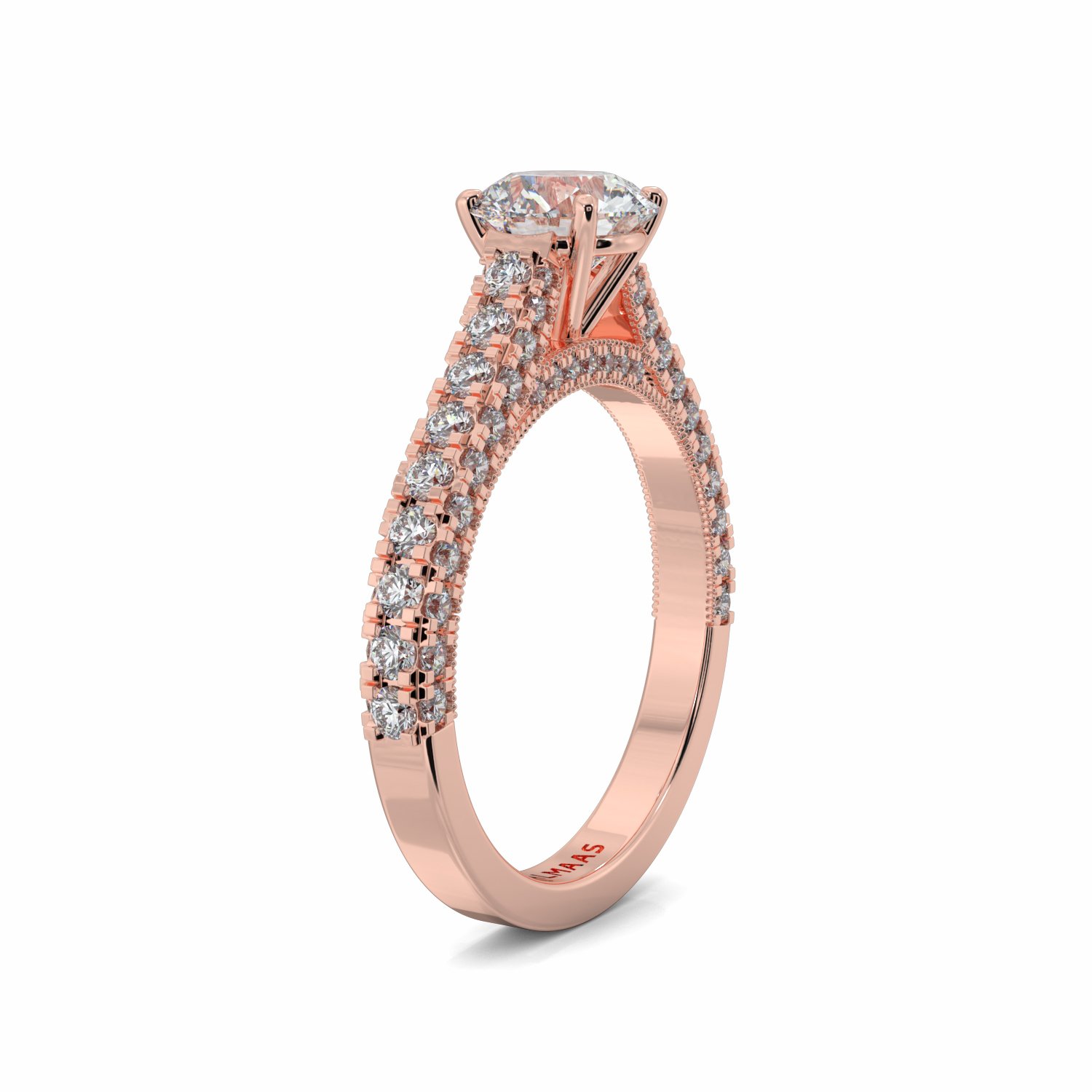 18K Rose Gold Florence Diamond Shoulder Engagement Ring