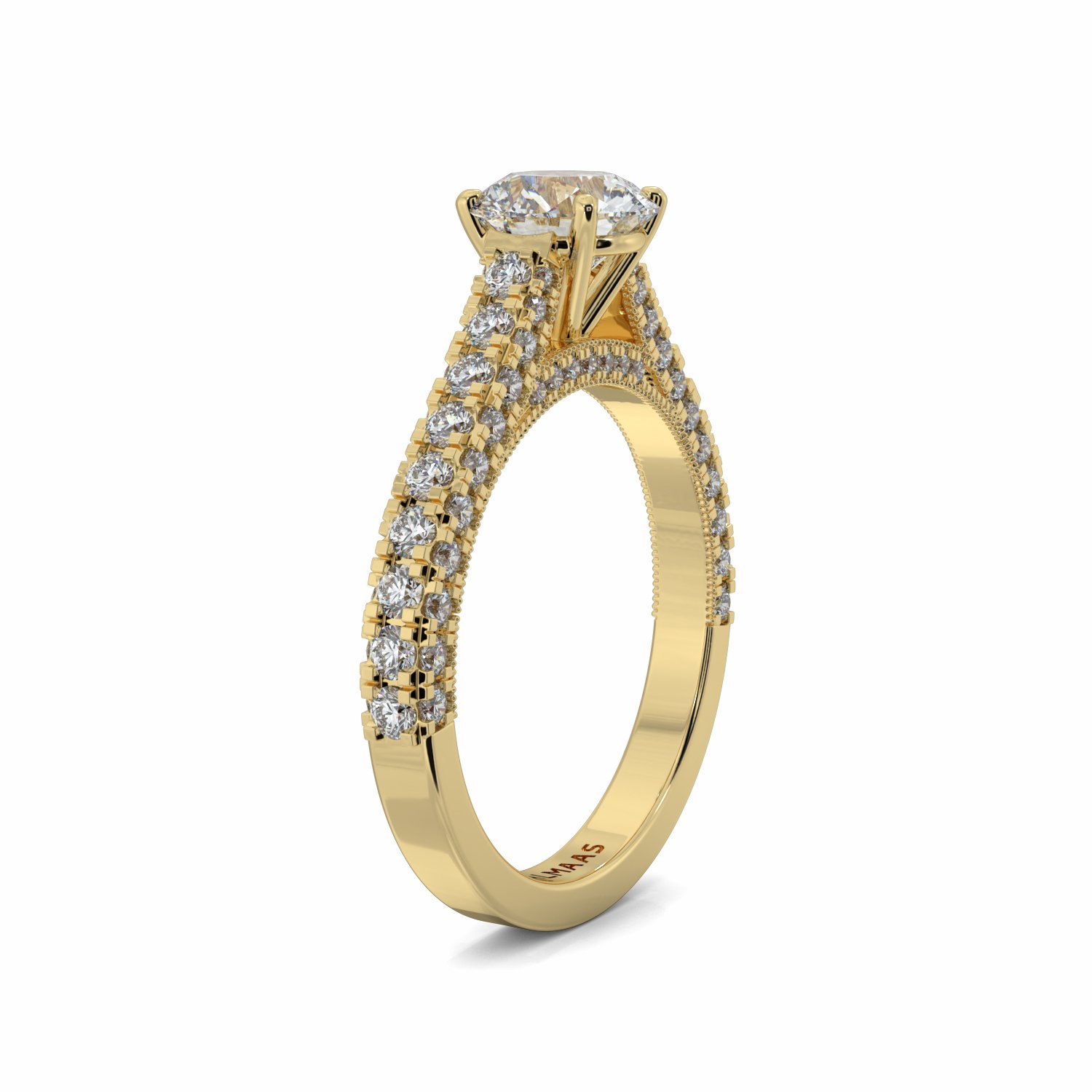 18K Yellow Gold Florence Diamond Shoulder Engagement Ring