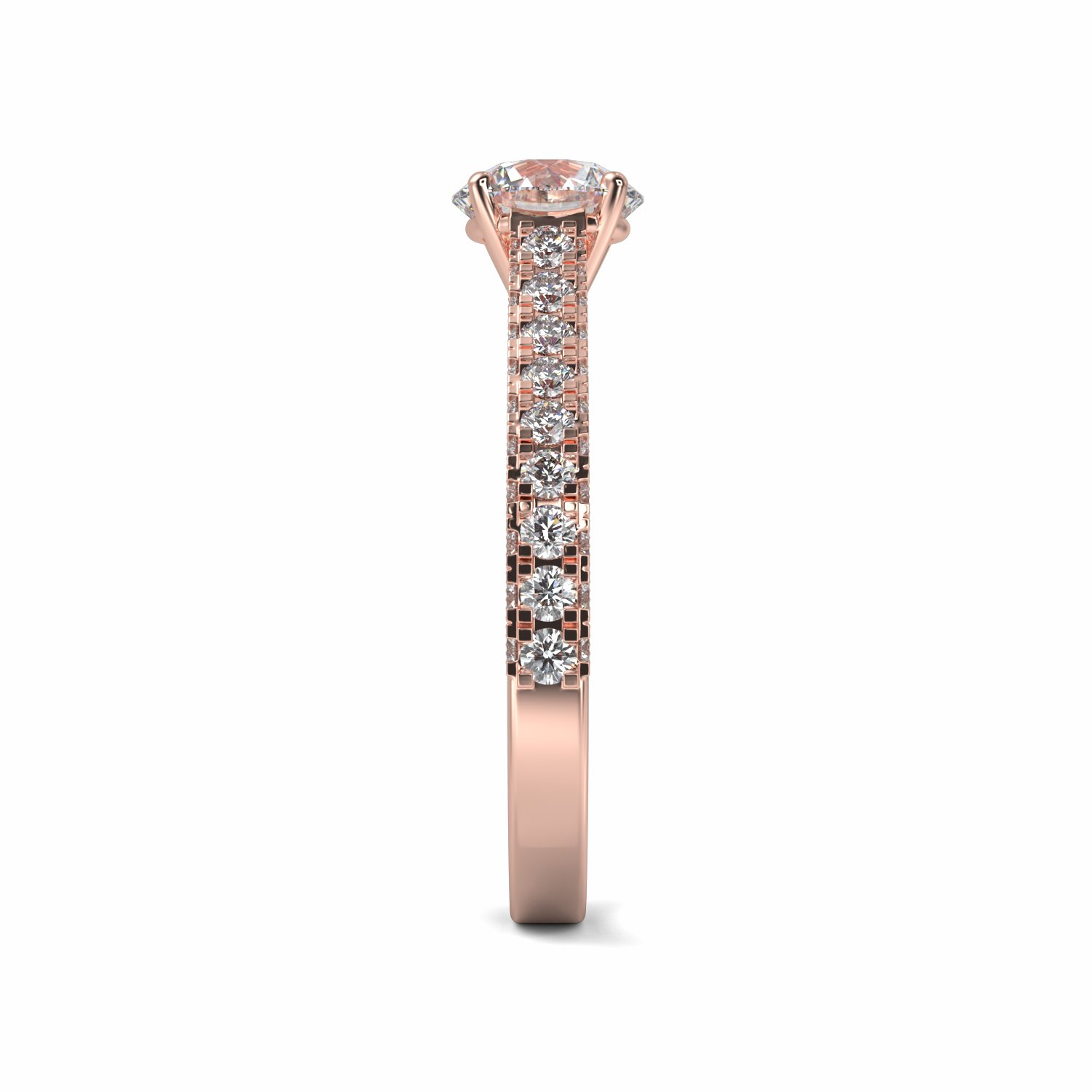 18K Rose Gold Florence Diamond Shoulder Engagement Ring