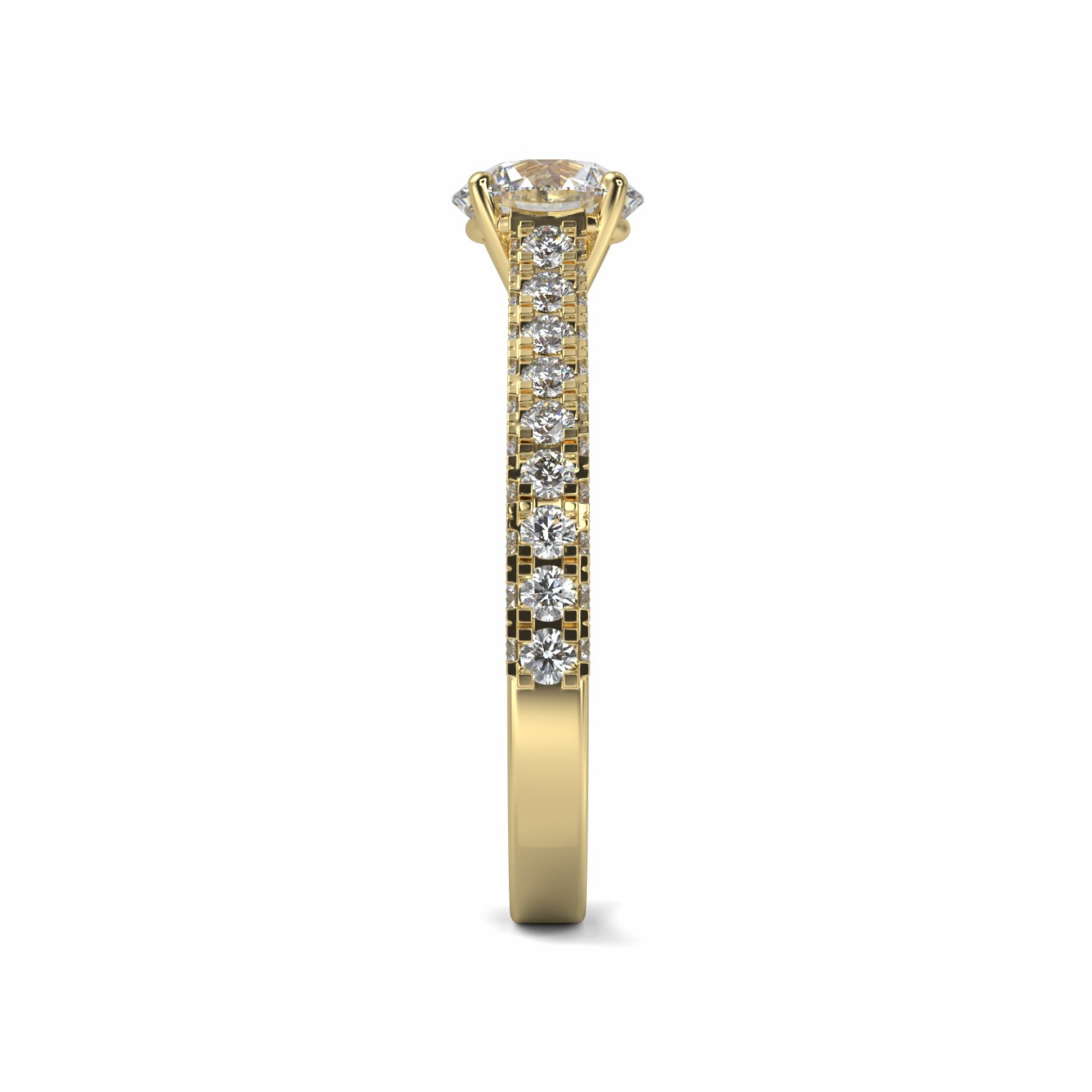 18K Yellow Gold Florence Diamond Shoulder Engagement Ring