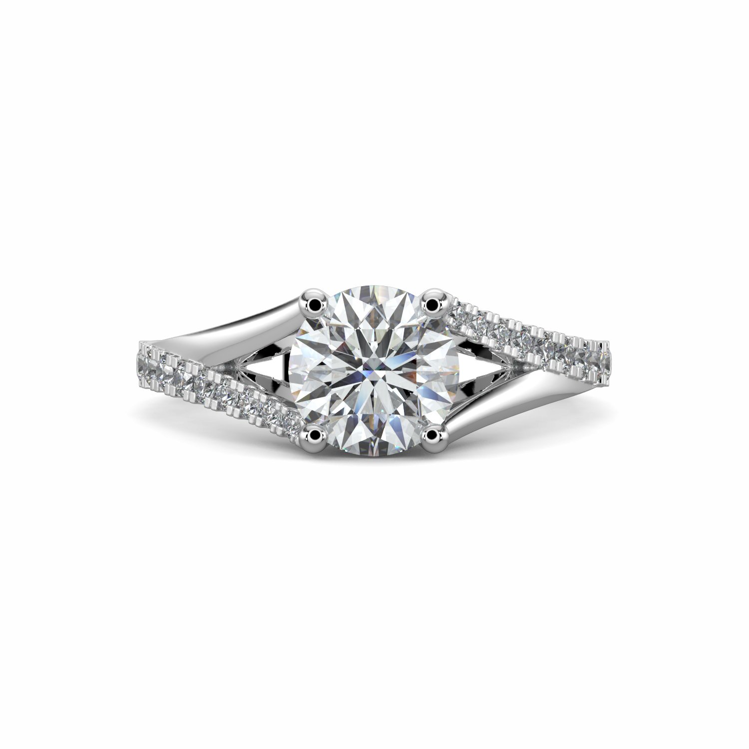 18K White Gold Lauren Diamond Set Shoulder Engagement Ring