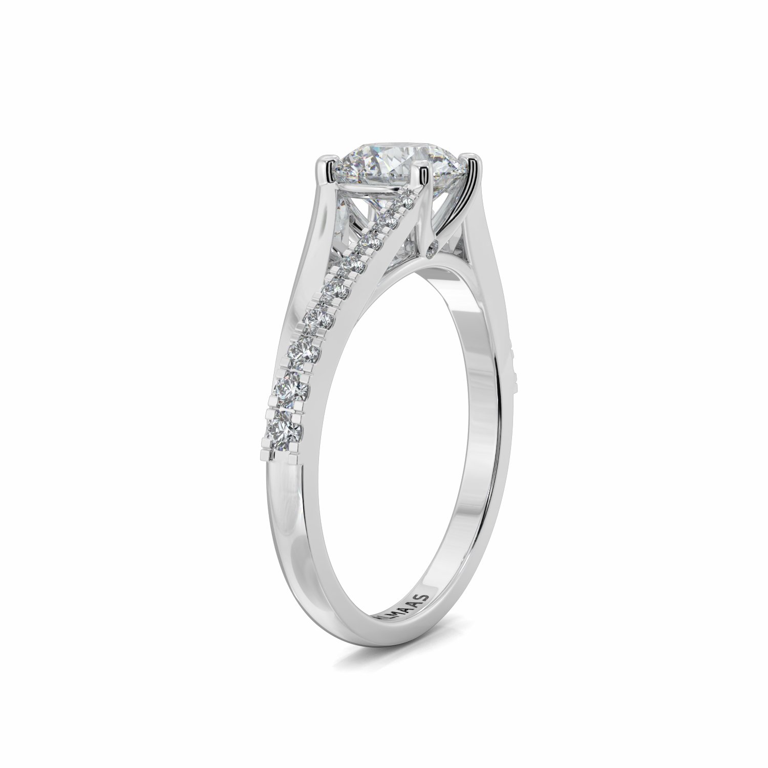 18K White Gold Lauren Diamond Set Shoulder Engagement Ring