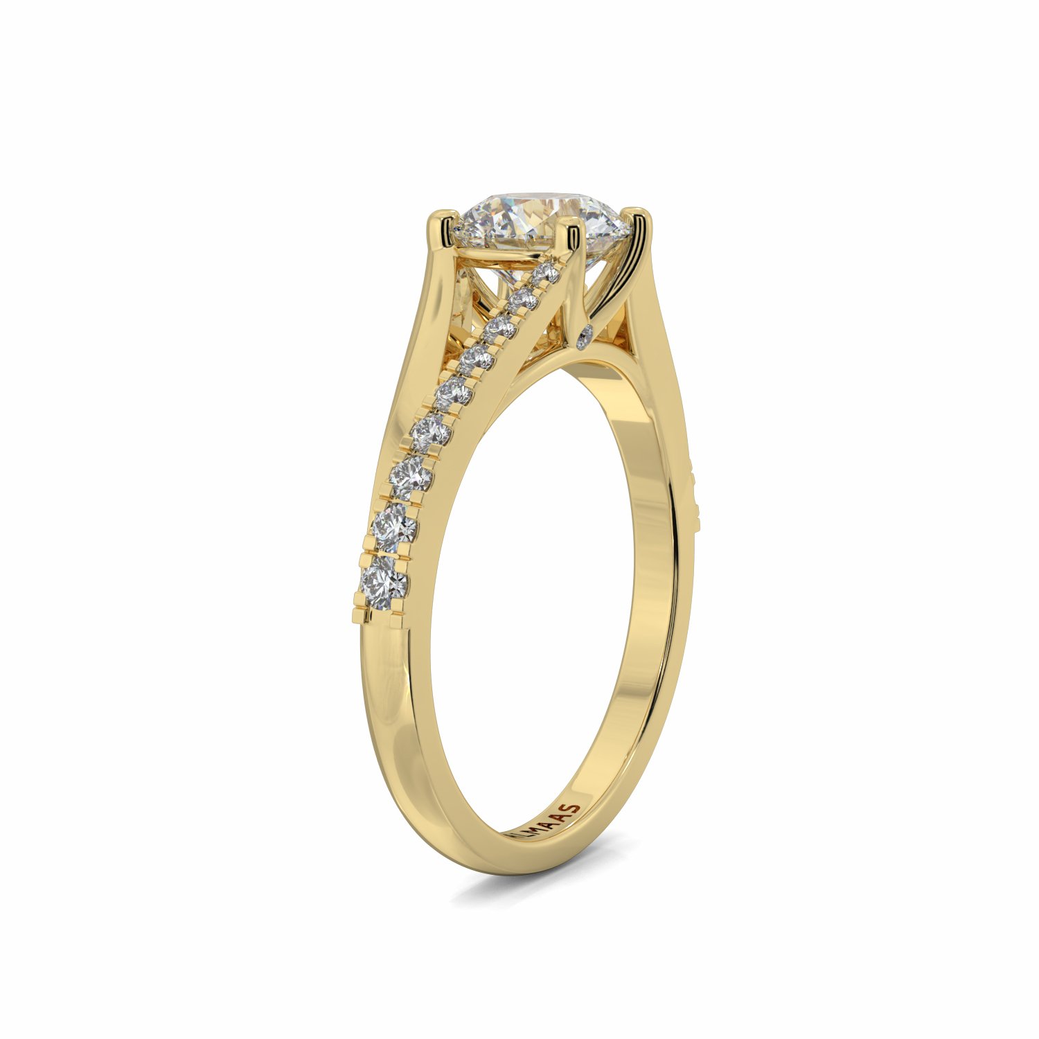 18K Yellow Gold Lauren Diamond Set Shoulder Engagement Ring