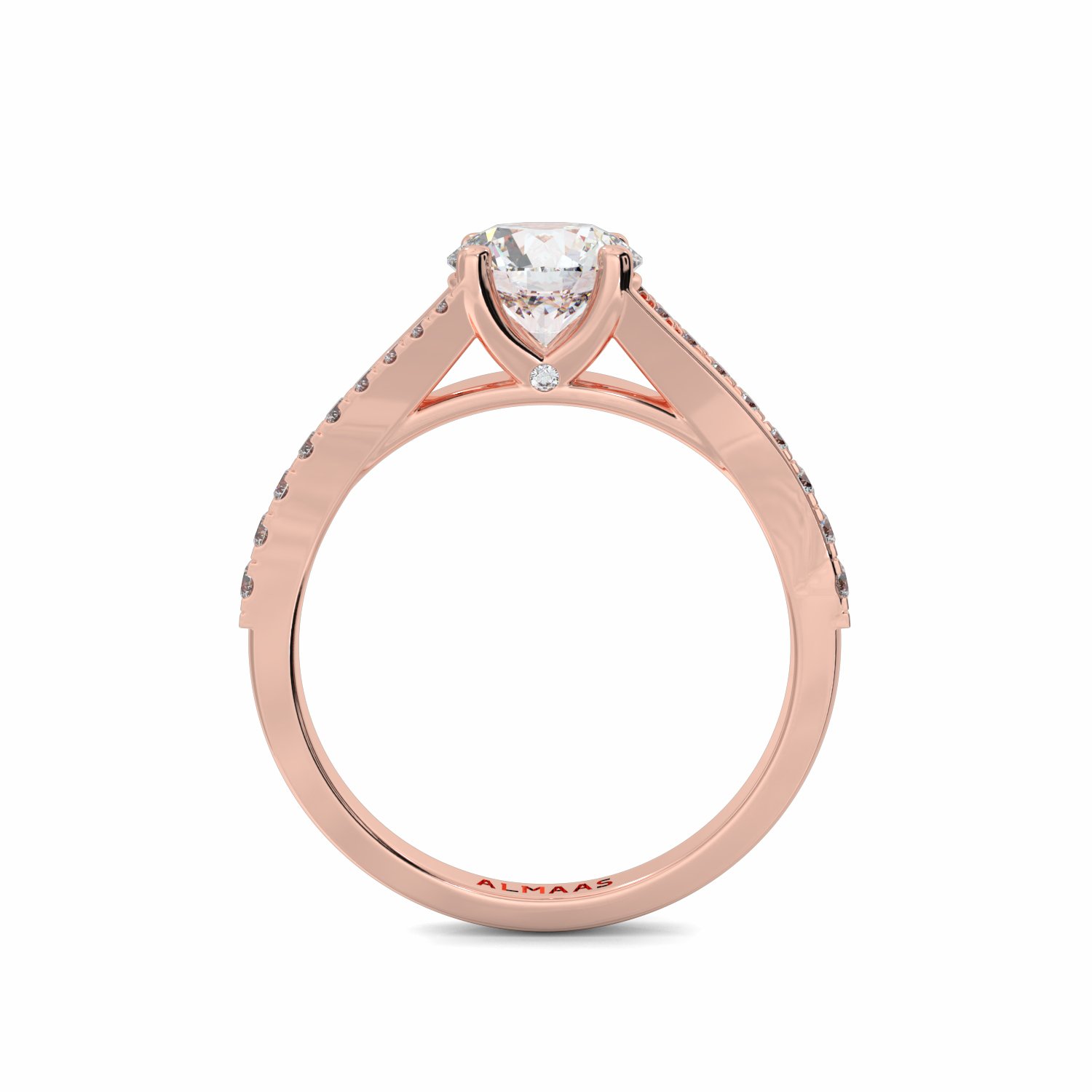 18K Rose Gold Lauren Diamond Set Shoulder Engagement Ring