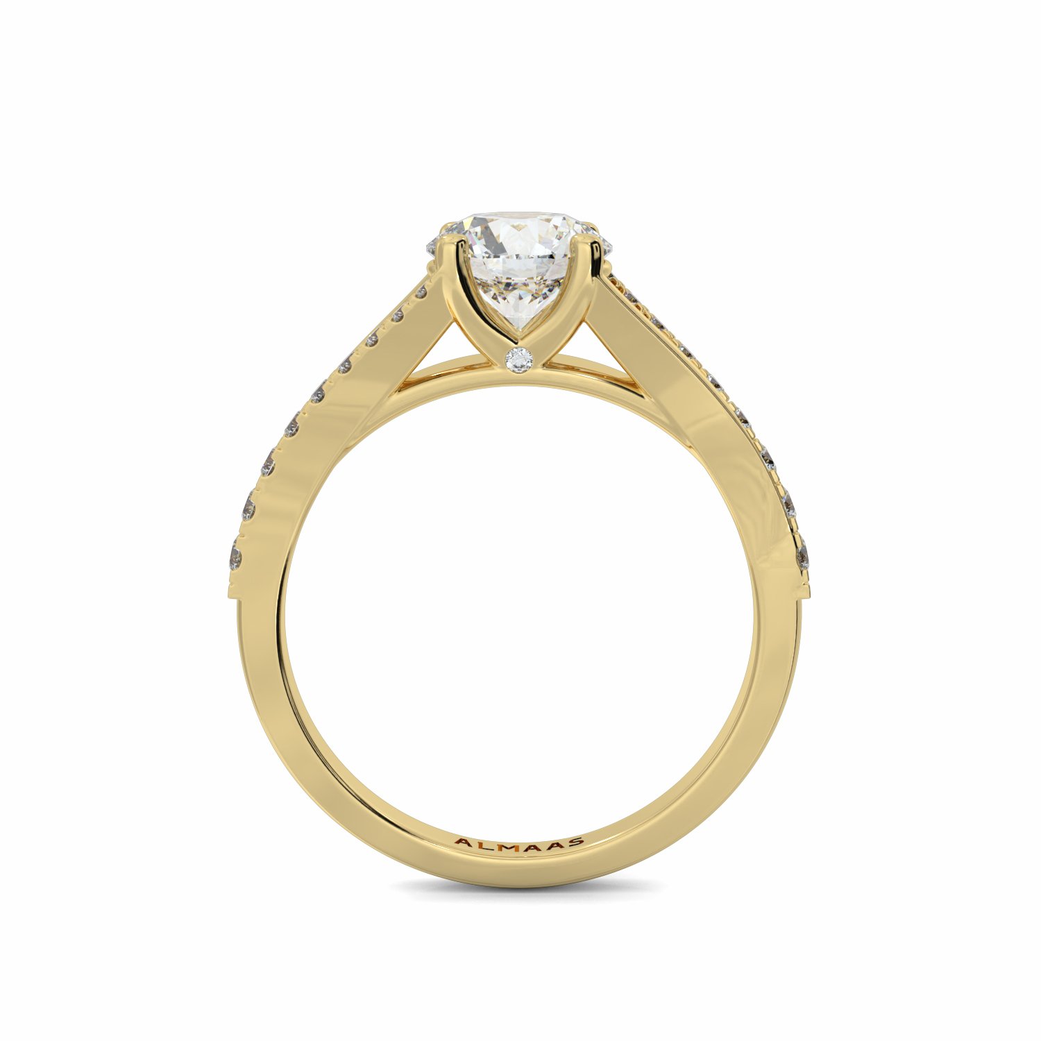 18K Yellow Gold Lauren Diamond Set Shoulder Engagement Ring