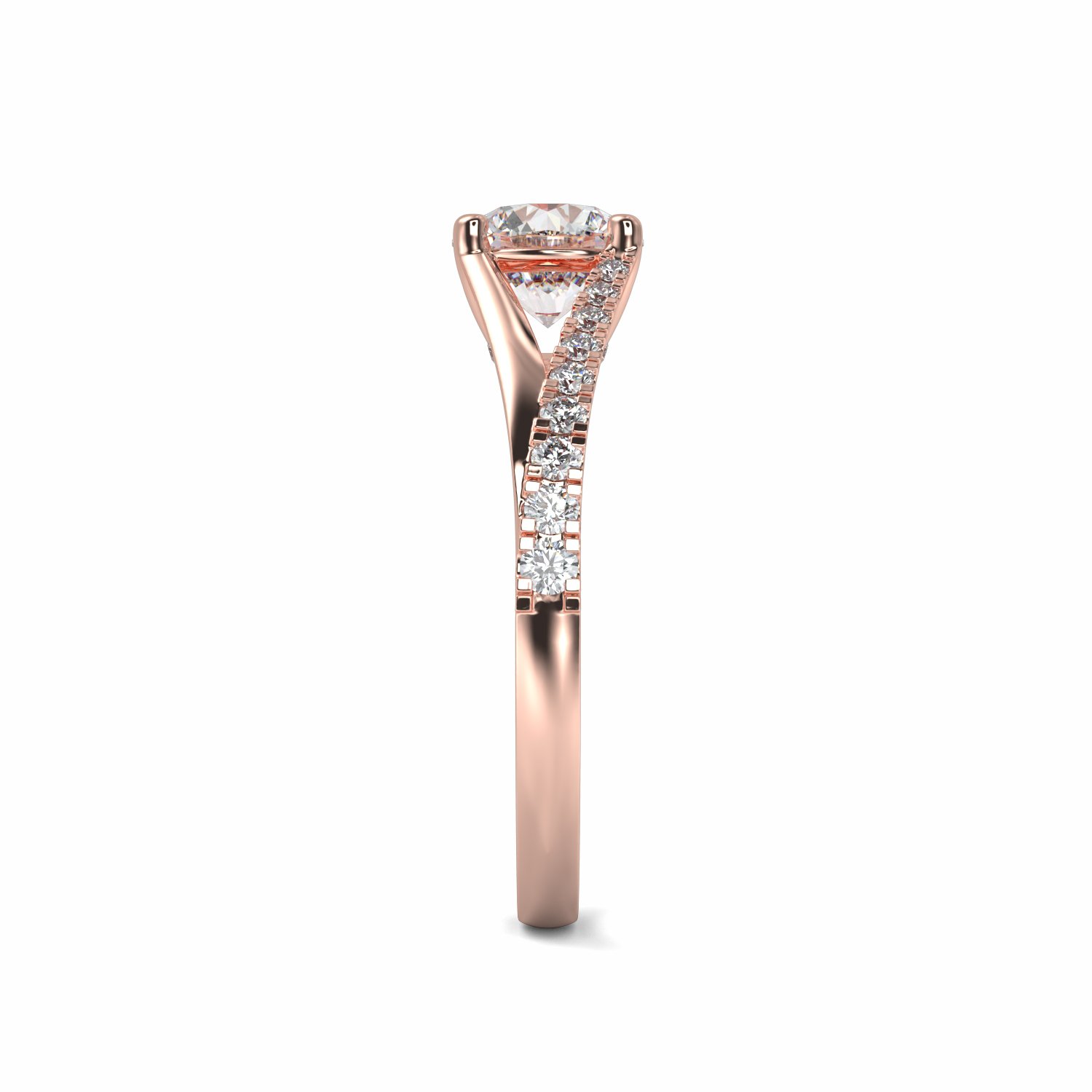 18K Rose Gold Lauren Diamond Set Shoulder Engagement Ring