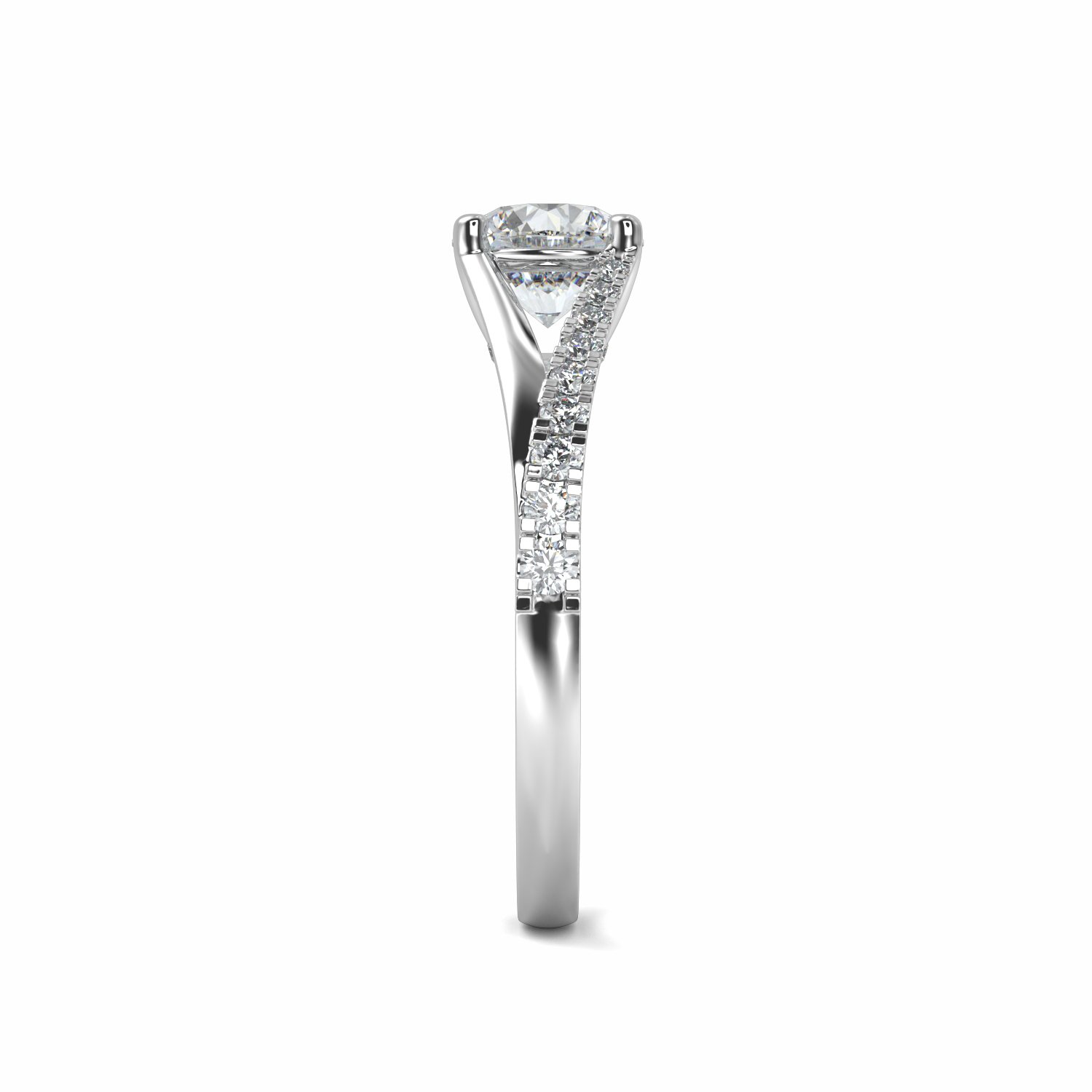 18K White Gold Lauren Diamond Set Shoulder Engagement Ring