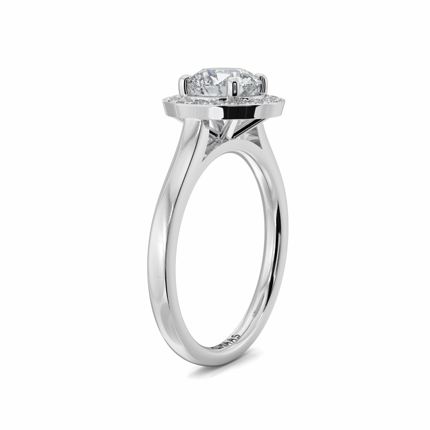 18K White Gold Cecily Halo Diamond Engagement Ring