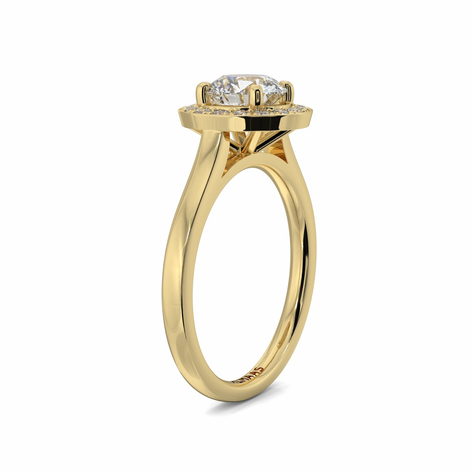 18K Yellow Gold Cecily Halo Diamond Engagement Ring
