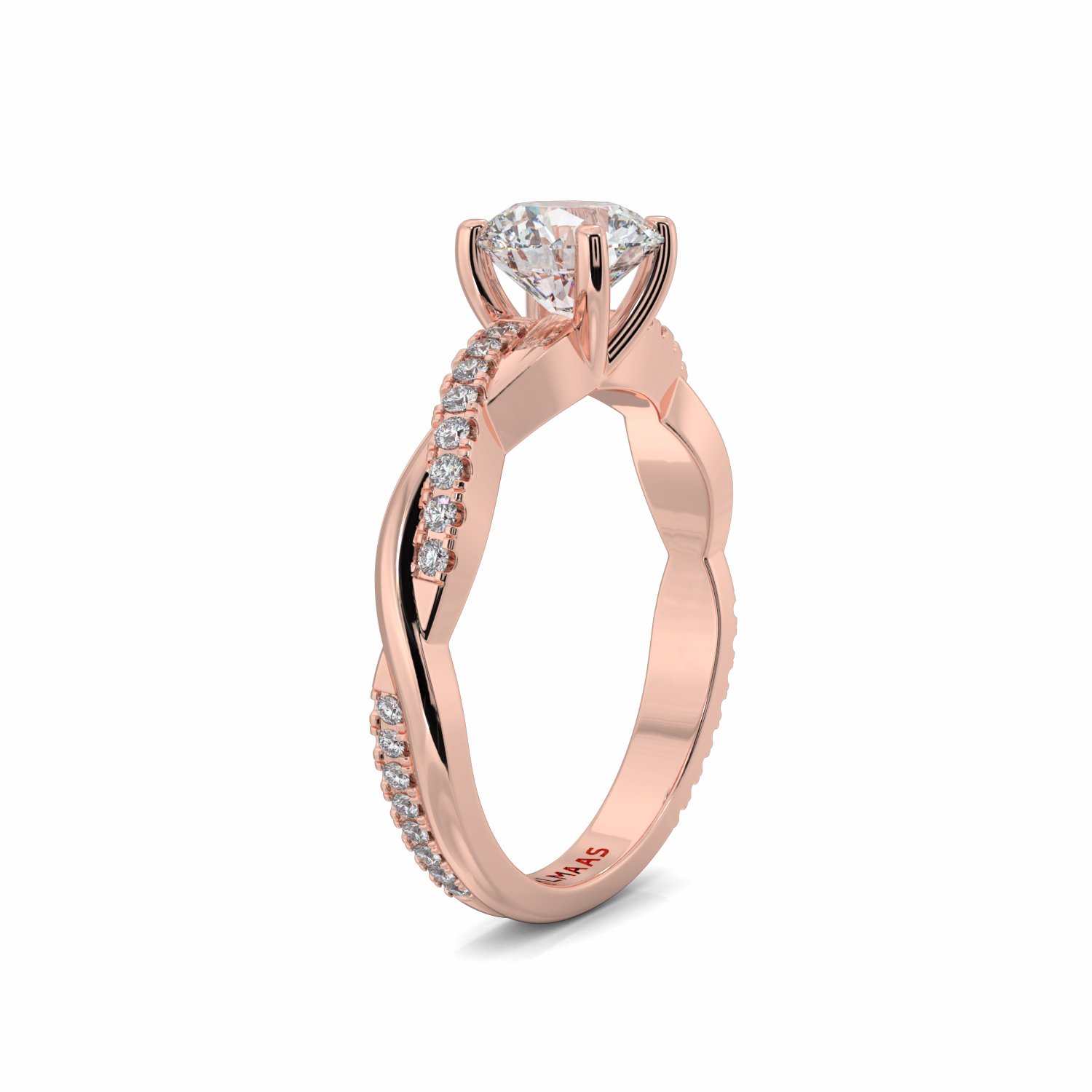 18K Rose Gold River Shoulder Set Diamond Engagement Rings