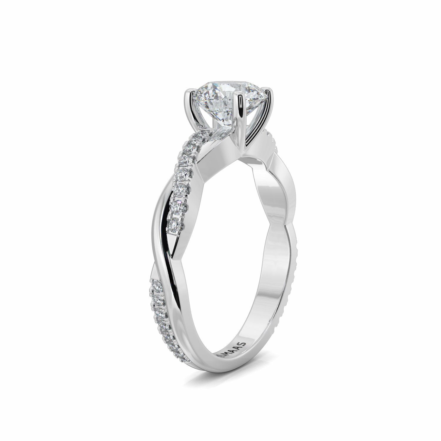 18K White Gold River Shoulder Set Diamond Engagement Rings