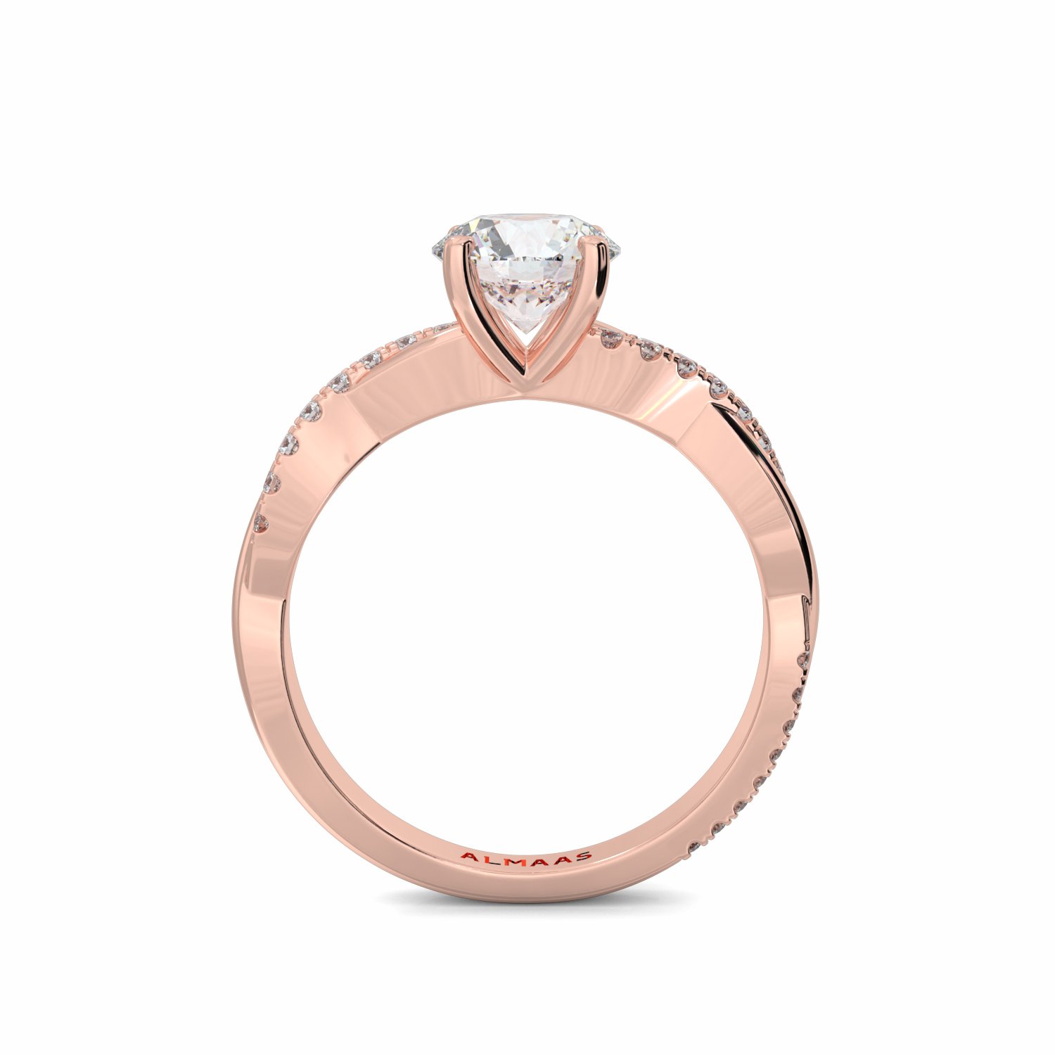 18K Rose Gold River Shoulder Set Diamond Engagement Rings