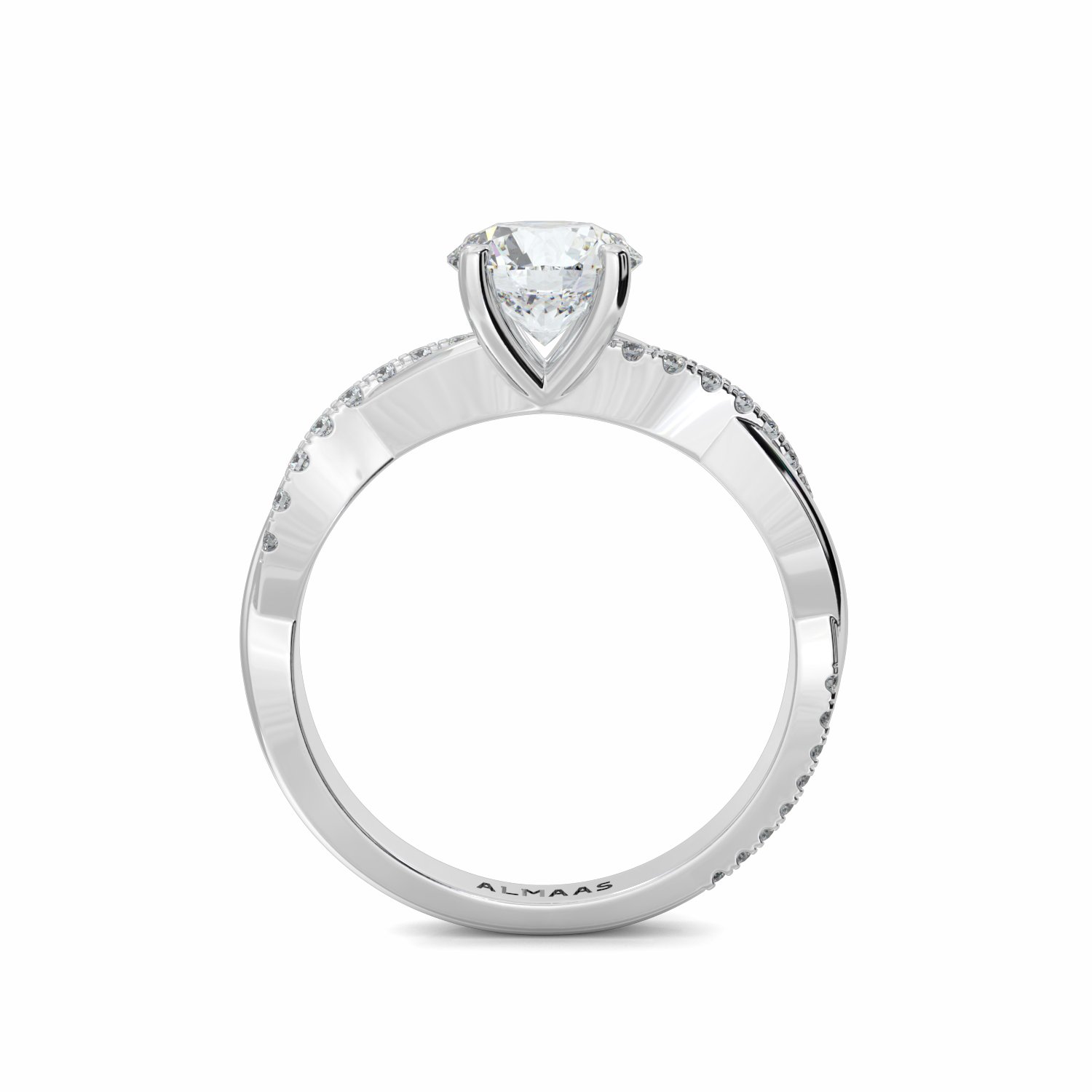 18K White Gold River Shoulder Set Diamond Engagement Rings