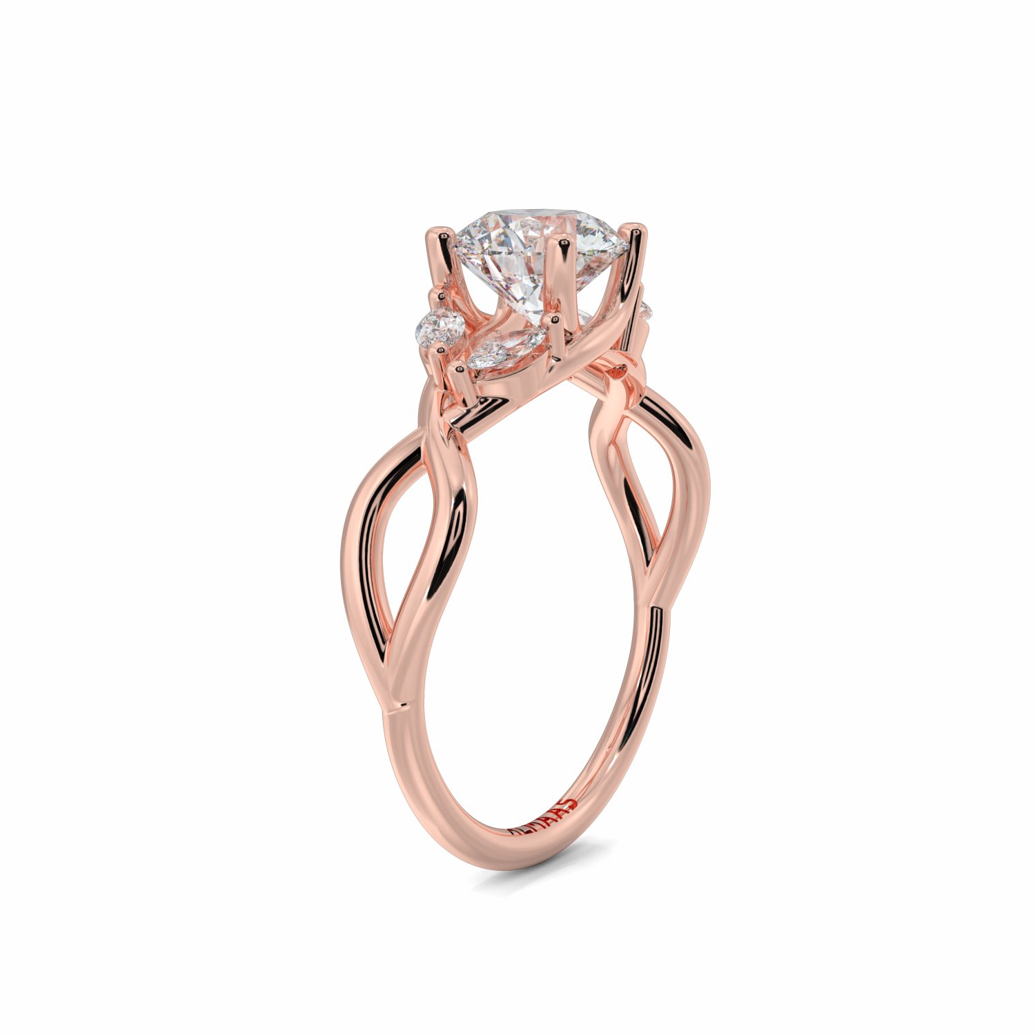 18K Rose Gold Primrose Diamond Set Shoulder Engagement Ring