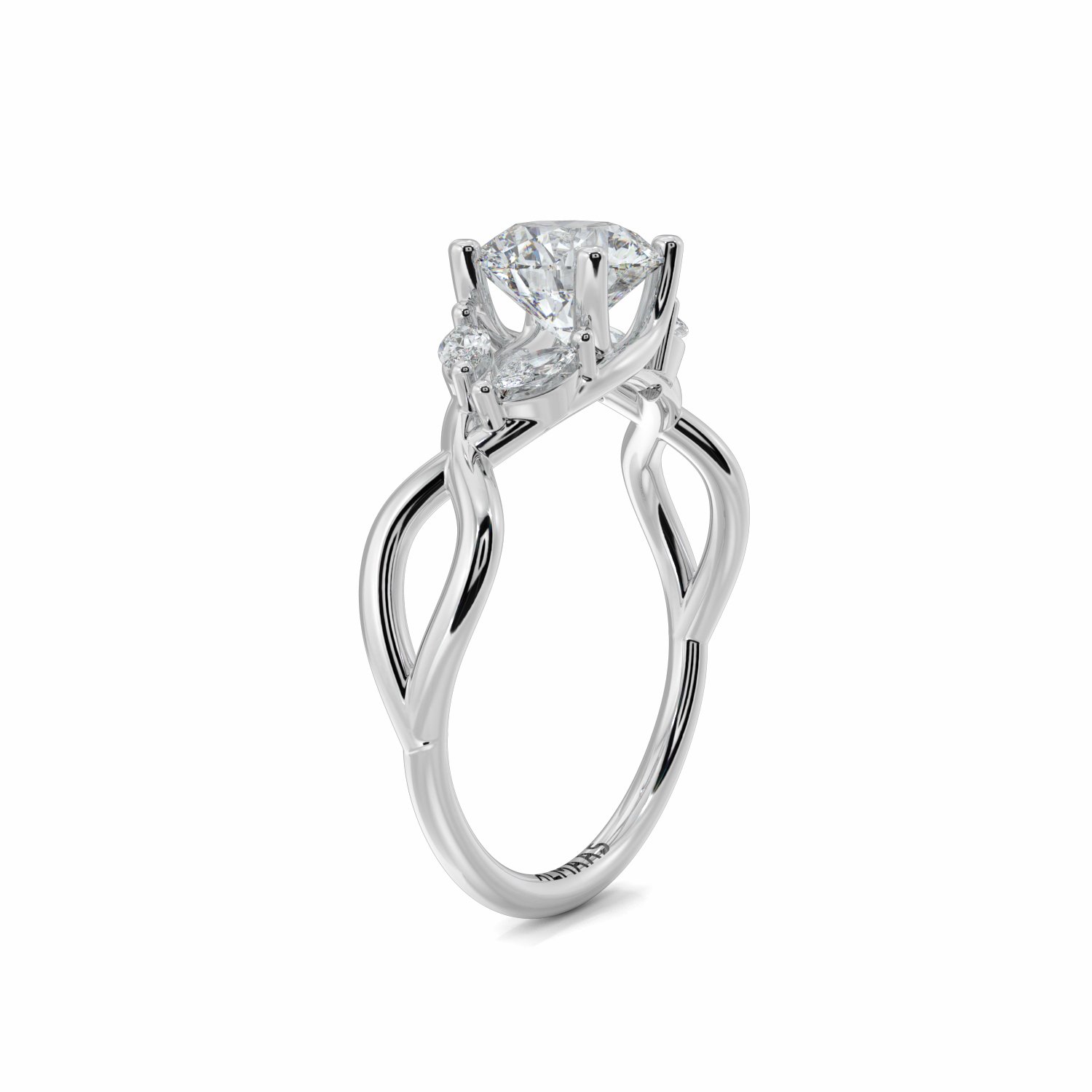 18K White Gold Primrose Diamond Set Shoulder Engagement Ring