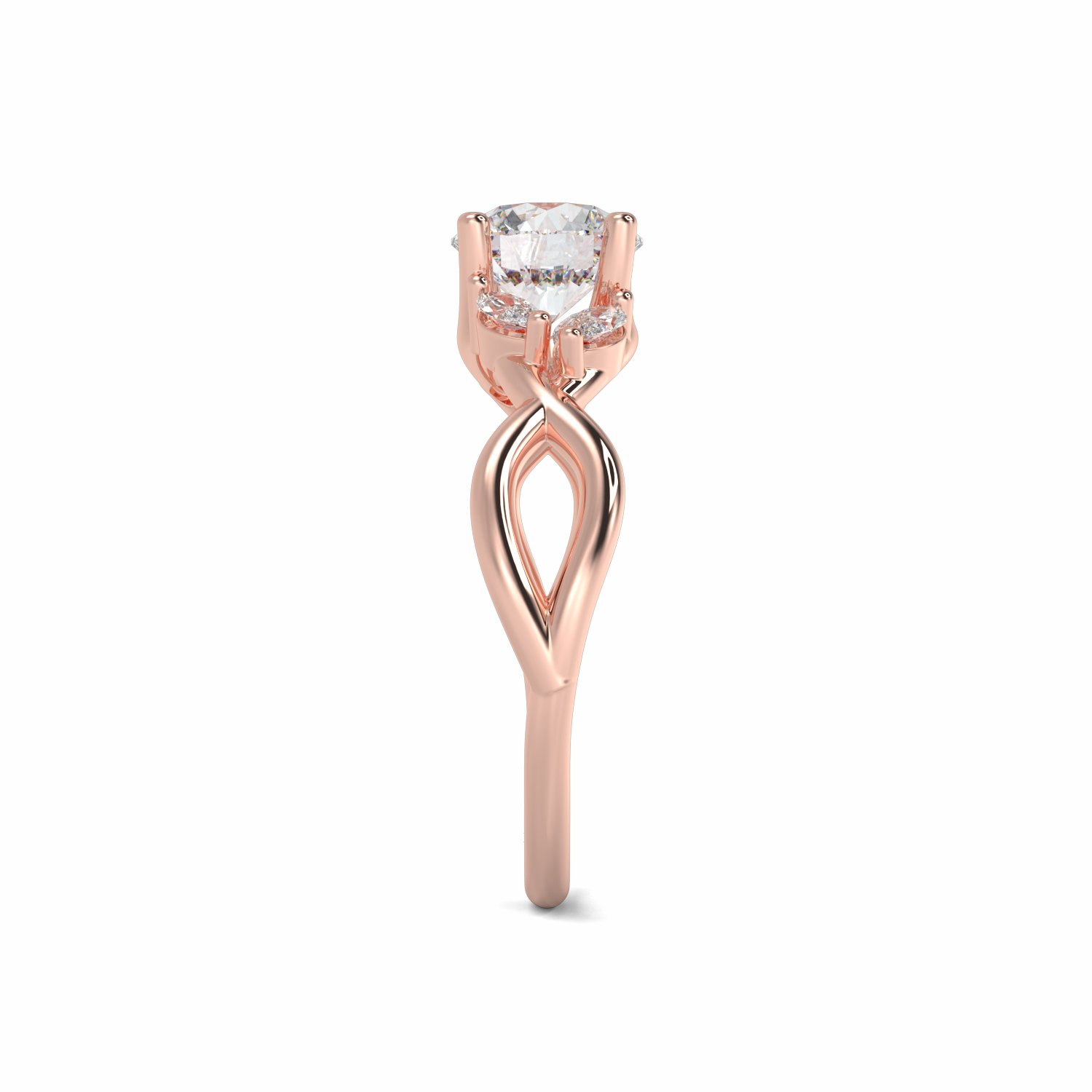 18K Rose Gold Primrose Diamond Set Shoulder Engagement Ring