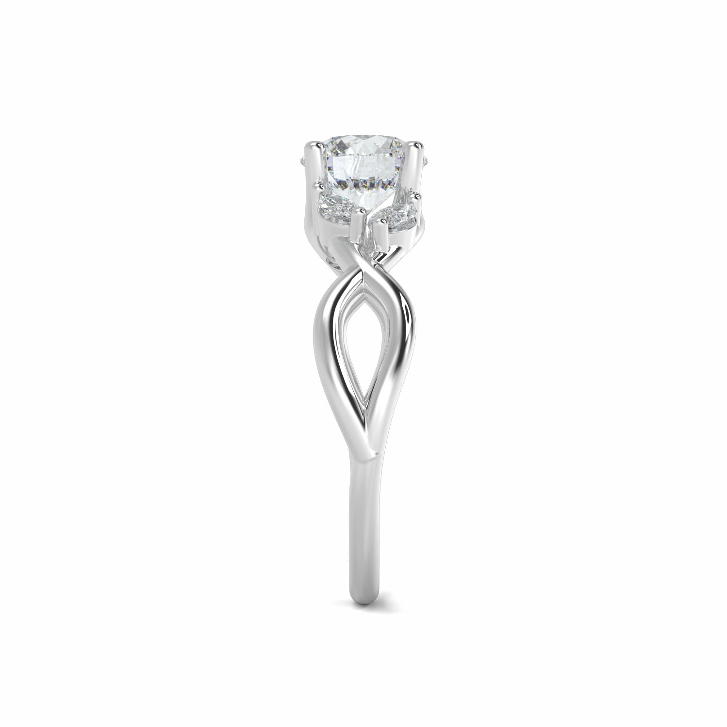18K White Gold Primrose Diamond Set Shoulder Engagement Ring