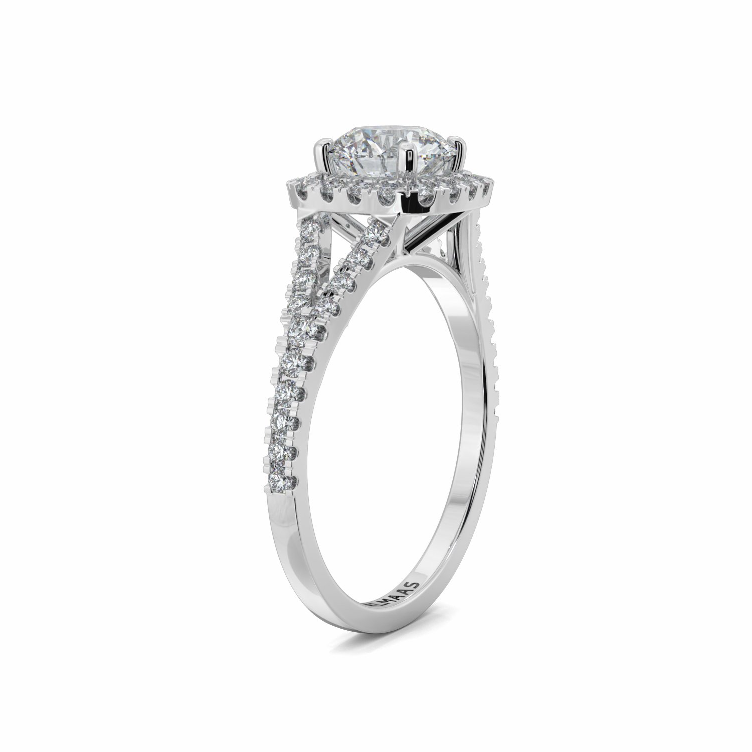 18K White Gold Iris Halo Engagement Ring
