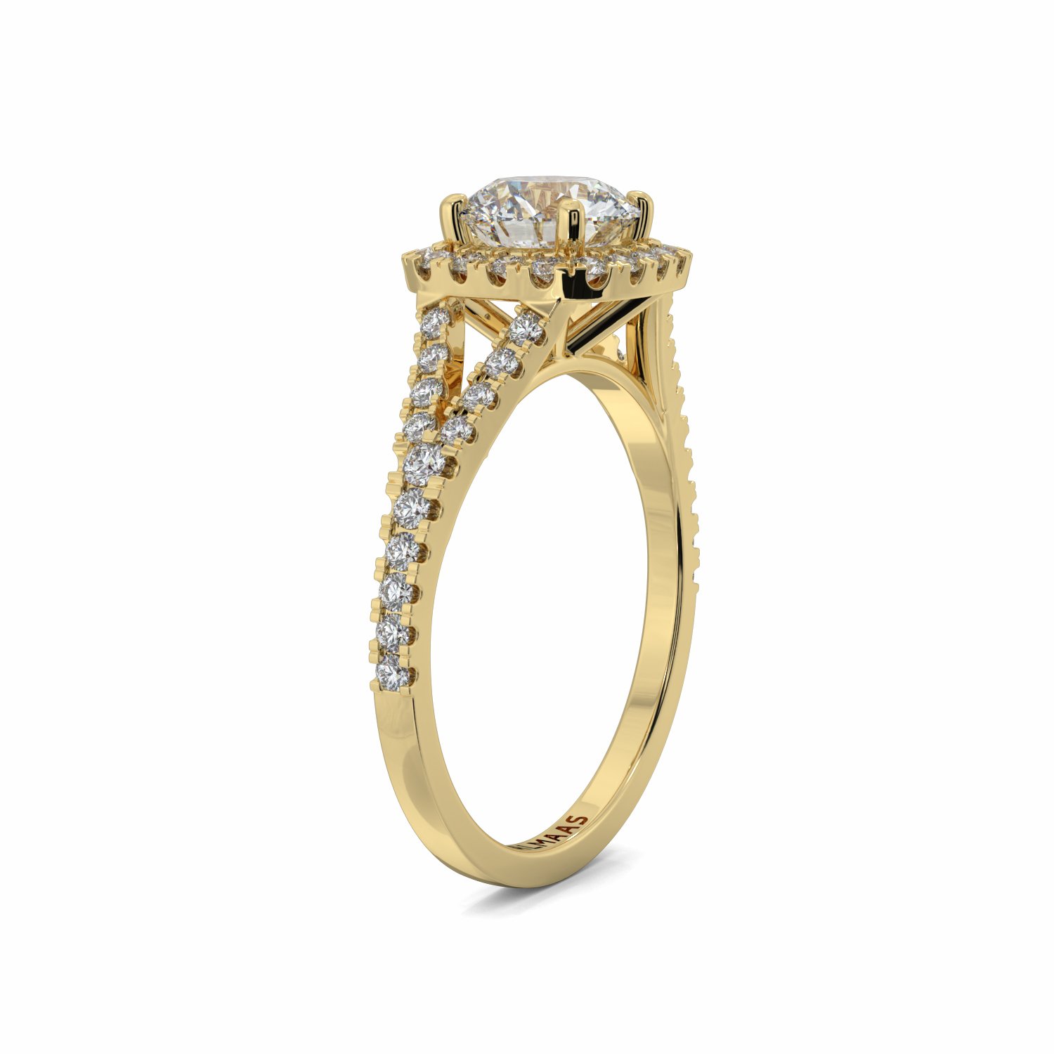 18K Yellow Gold Iris Halo Engagement Ring