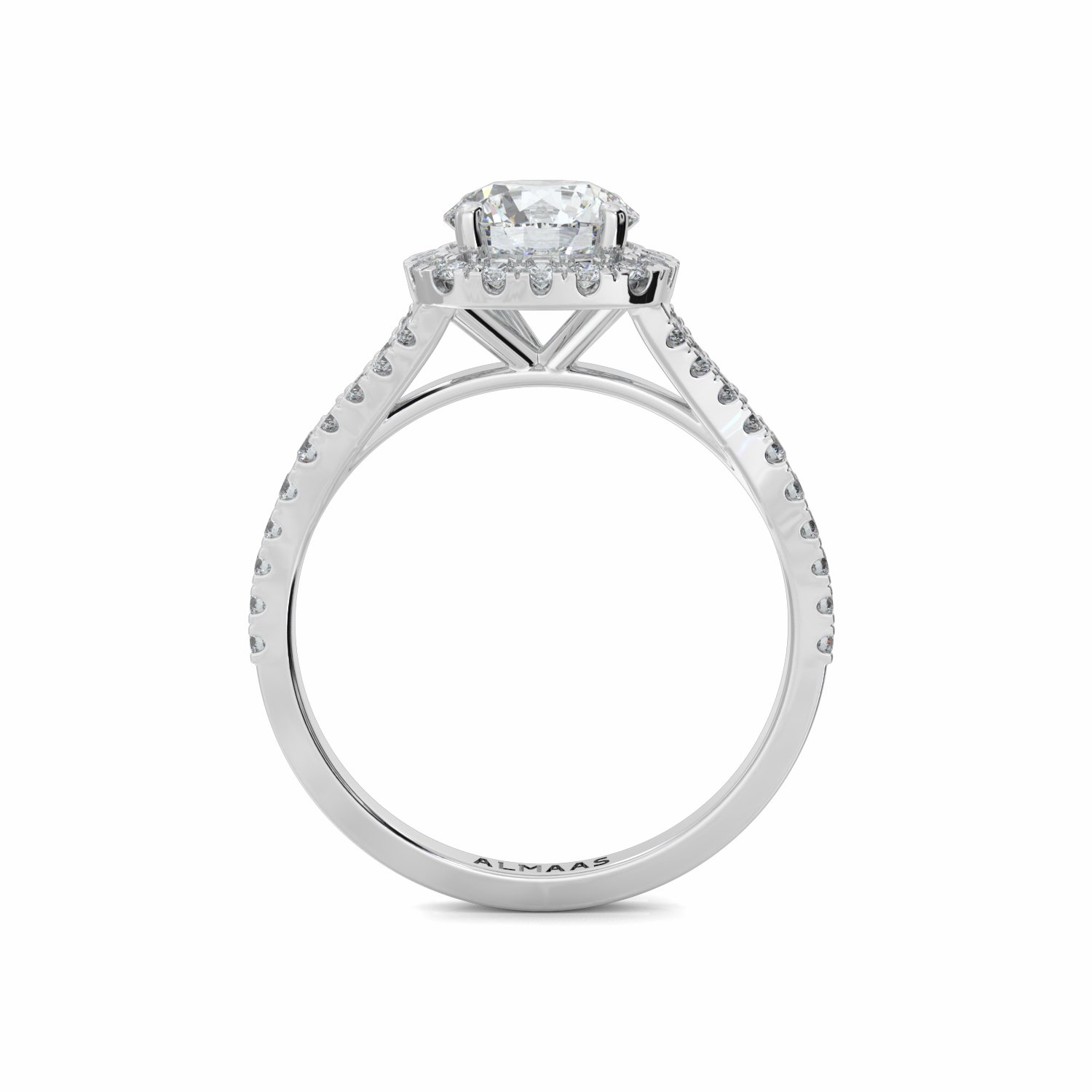 18K White Gold Iris Halo Engagement Ring