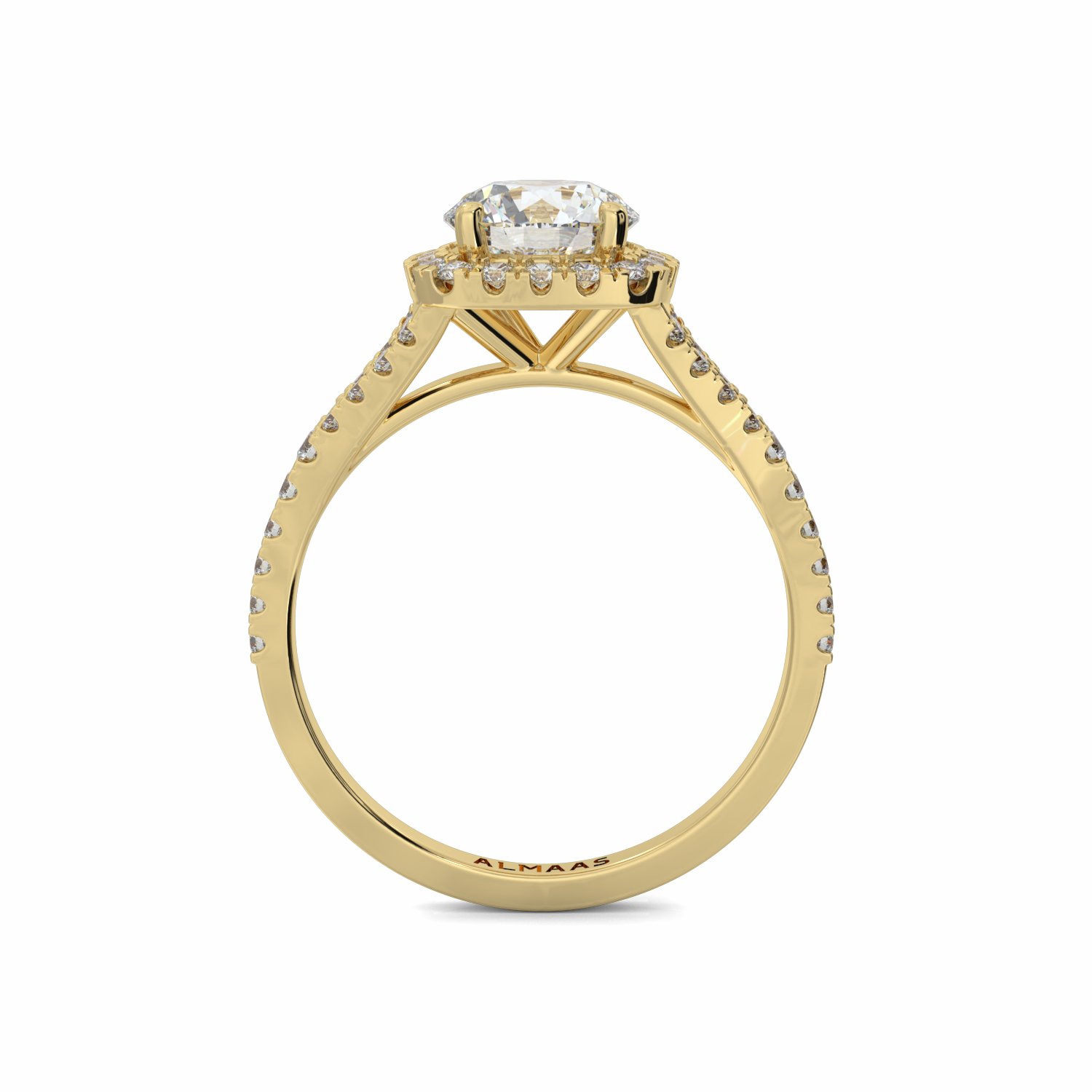 18K Yellow Gold Iris Halo Engagement Ring