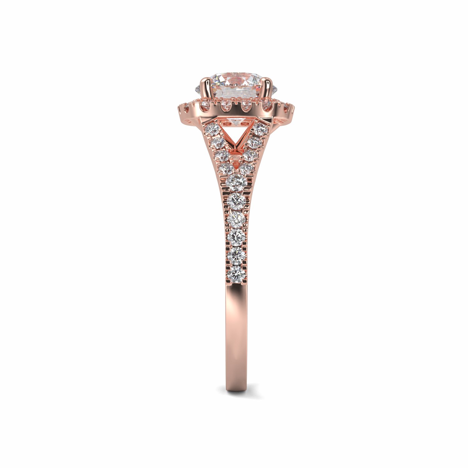 18K Rose Gold Iris Halo Engagement Ring