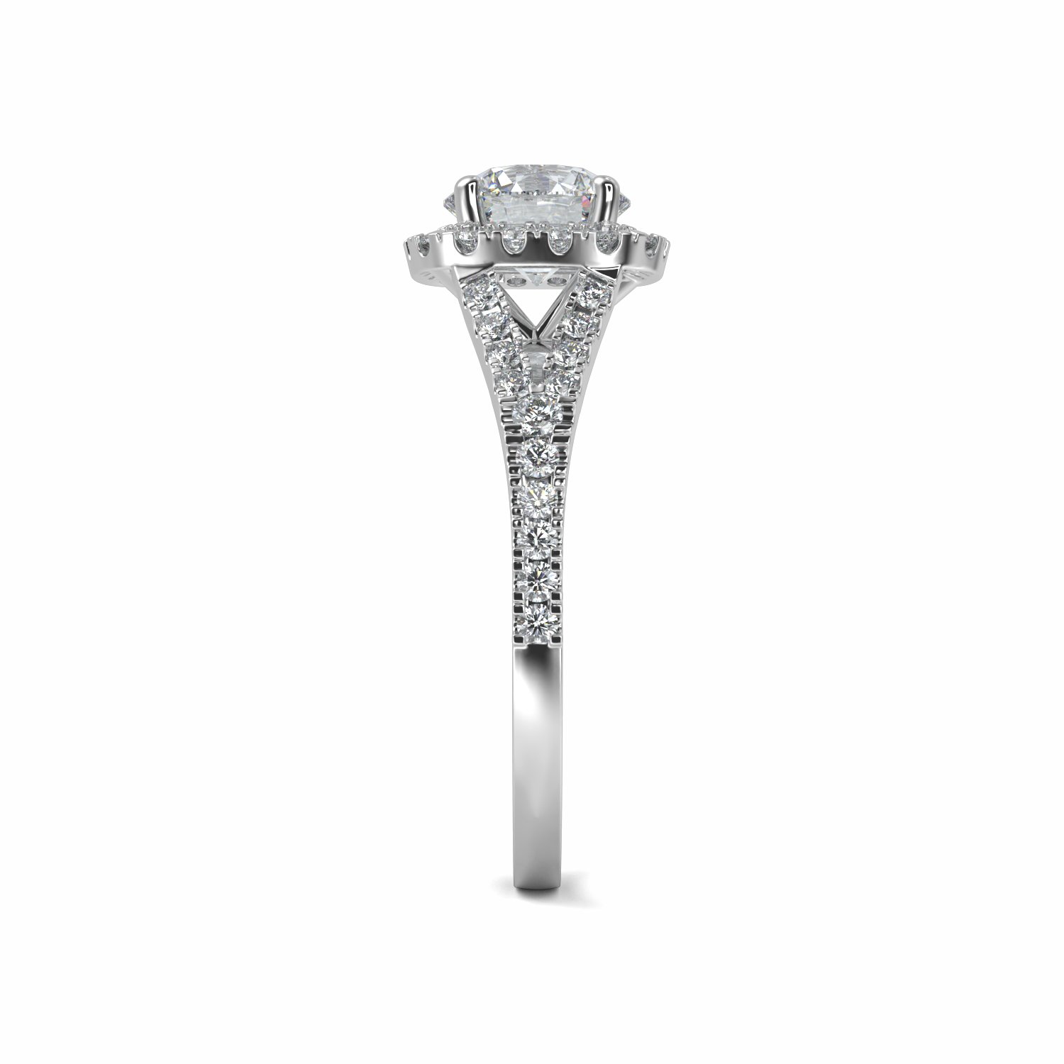 18K White Gold Iris Halo Engagement Ring