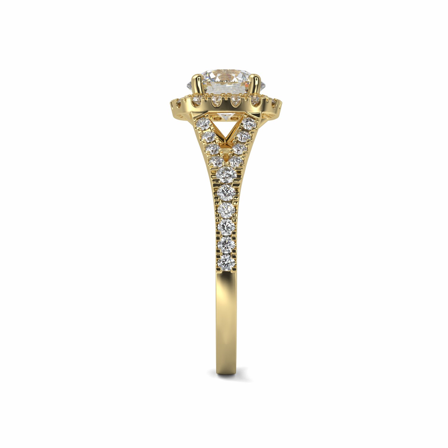 18K Yellow Gold Iris Halo Engagement Ring