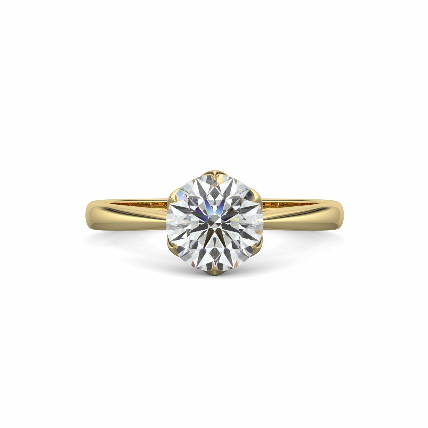 18K White Gold Petal Diamond Solitaire Engagement Ring
