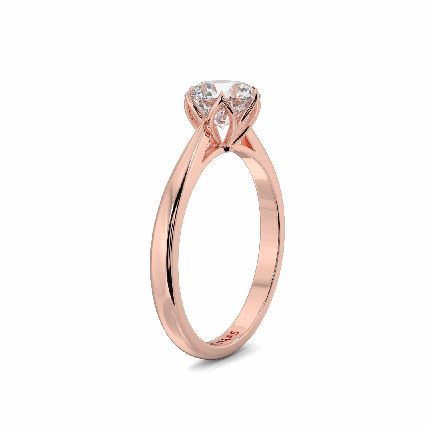 18K Rose Gold Petal Diamond Solitaire Engagement Ring