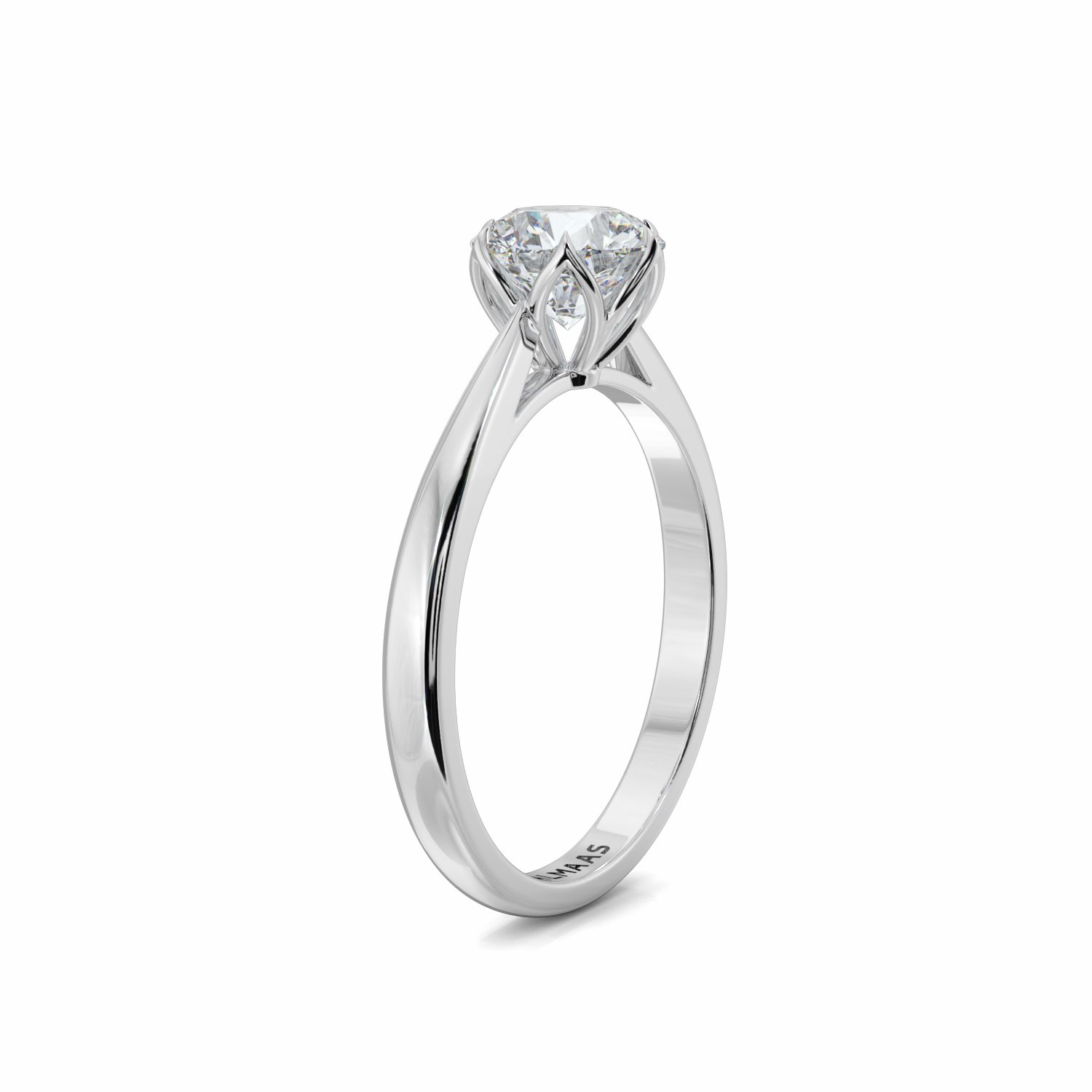 18K White Gold Petal Diamond Solitaire Engagement Ring