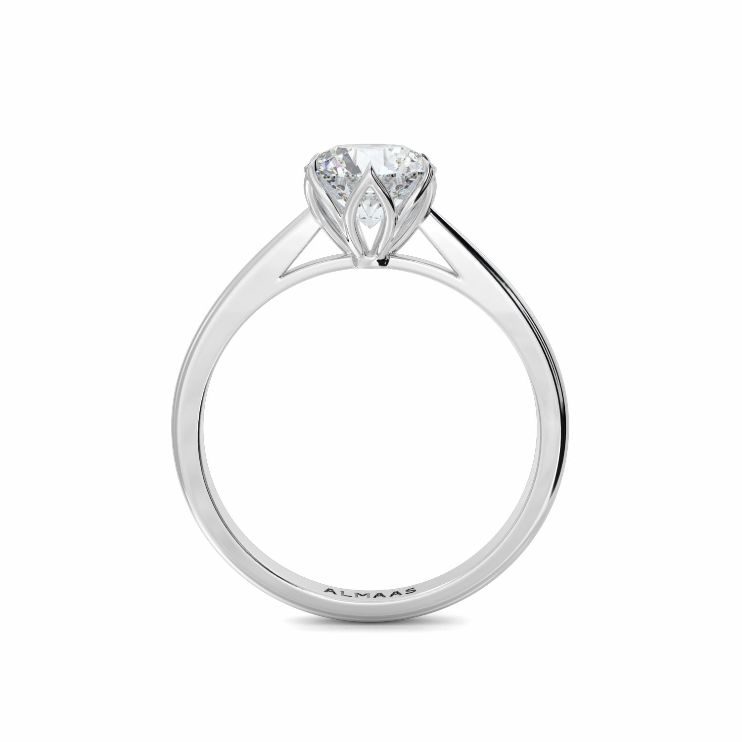 18K White Gold Petal Diamond Solitaire Engagement Ring