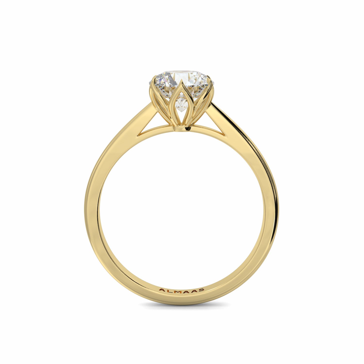 18K Yellow Gold Petal Diamond Solitaire Engagement Ring