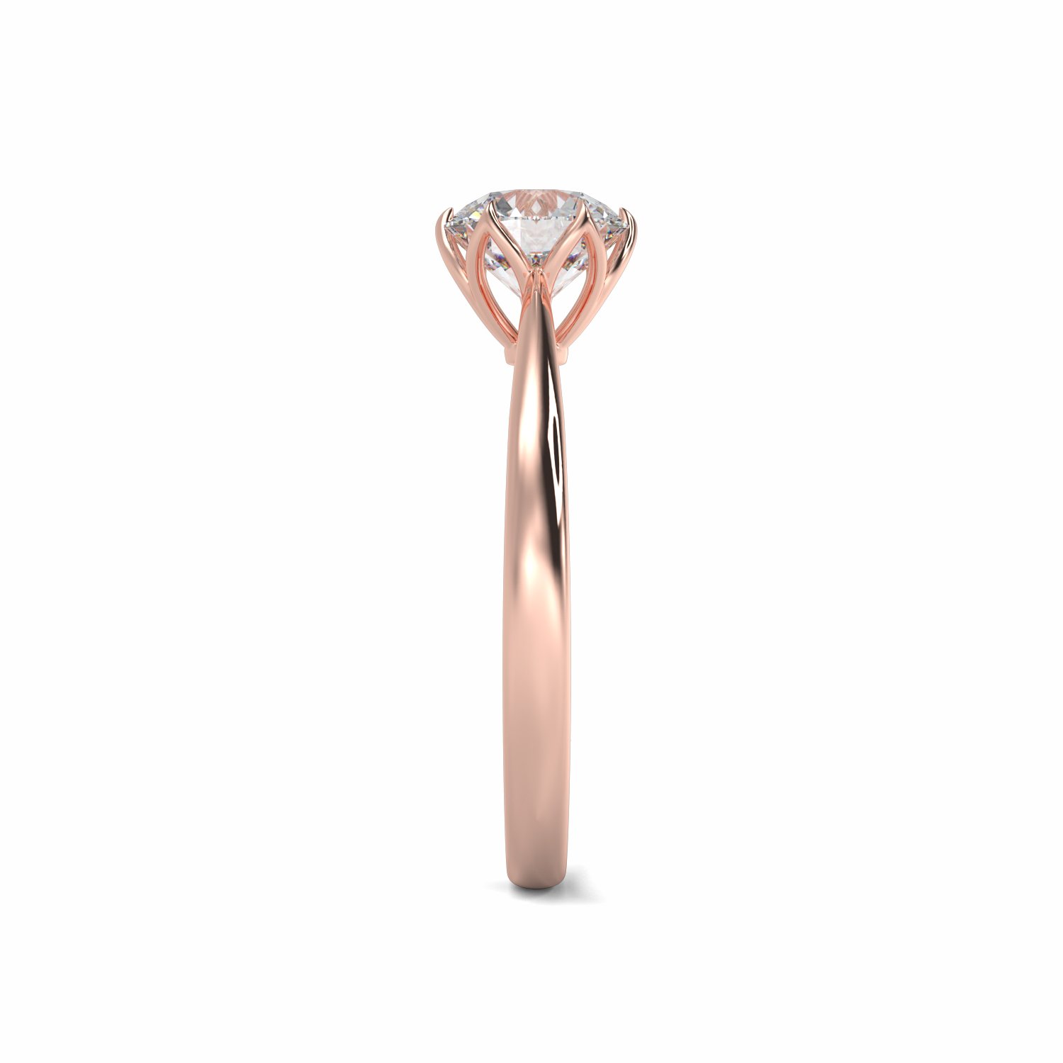 18K Rose Gold Petal Diamond Solitaire Engagement Ring