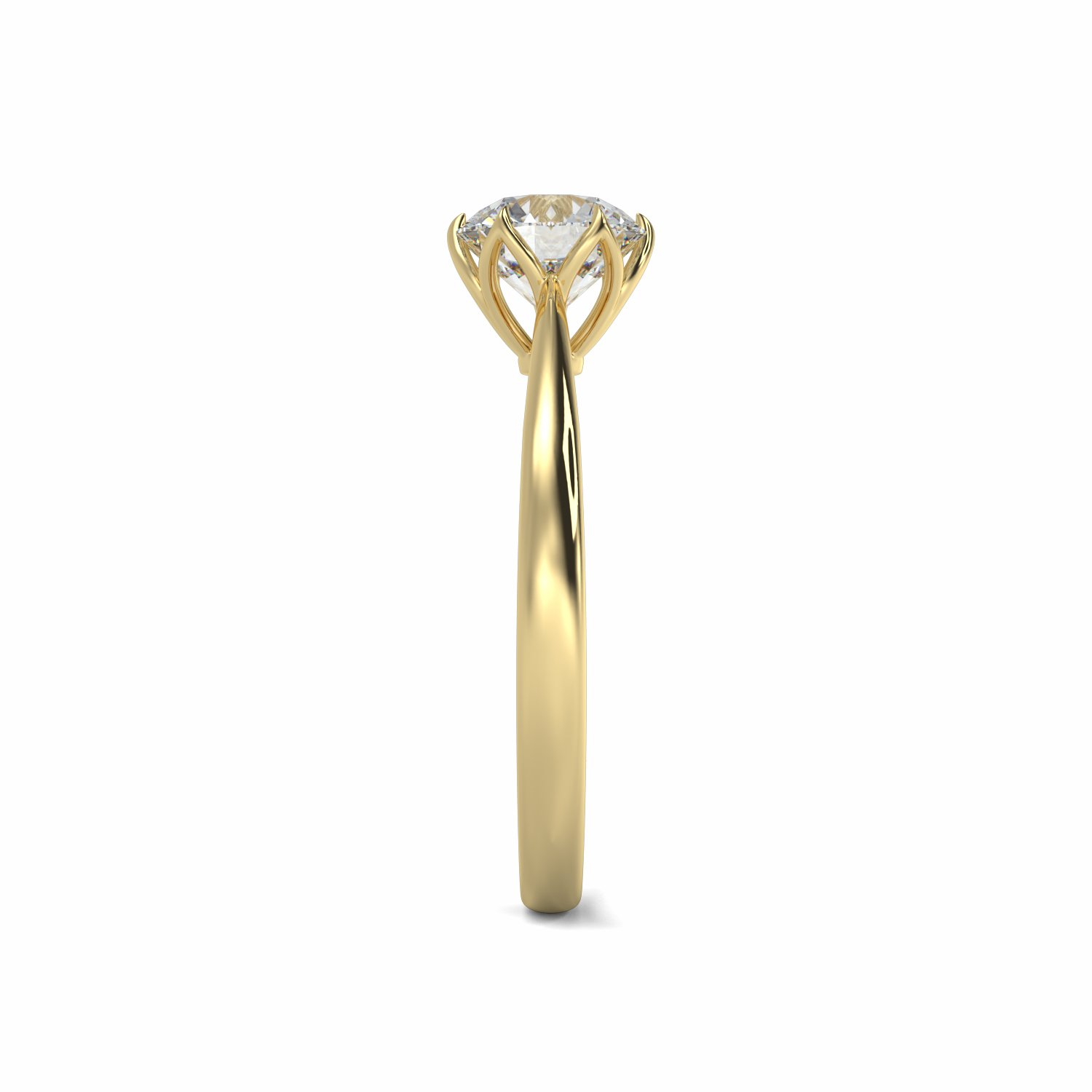 18K Yellow Gold Petal Diamond Solitaire Engagement Ring