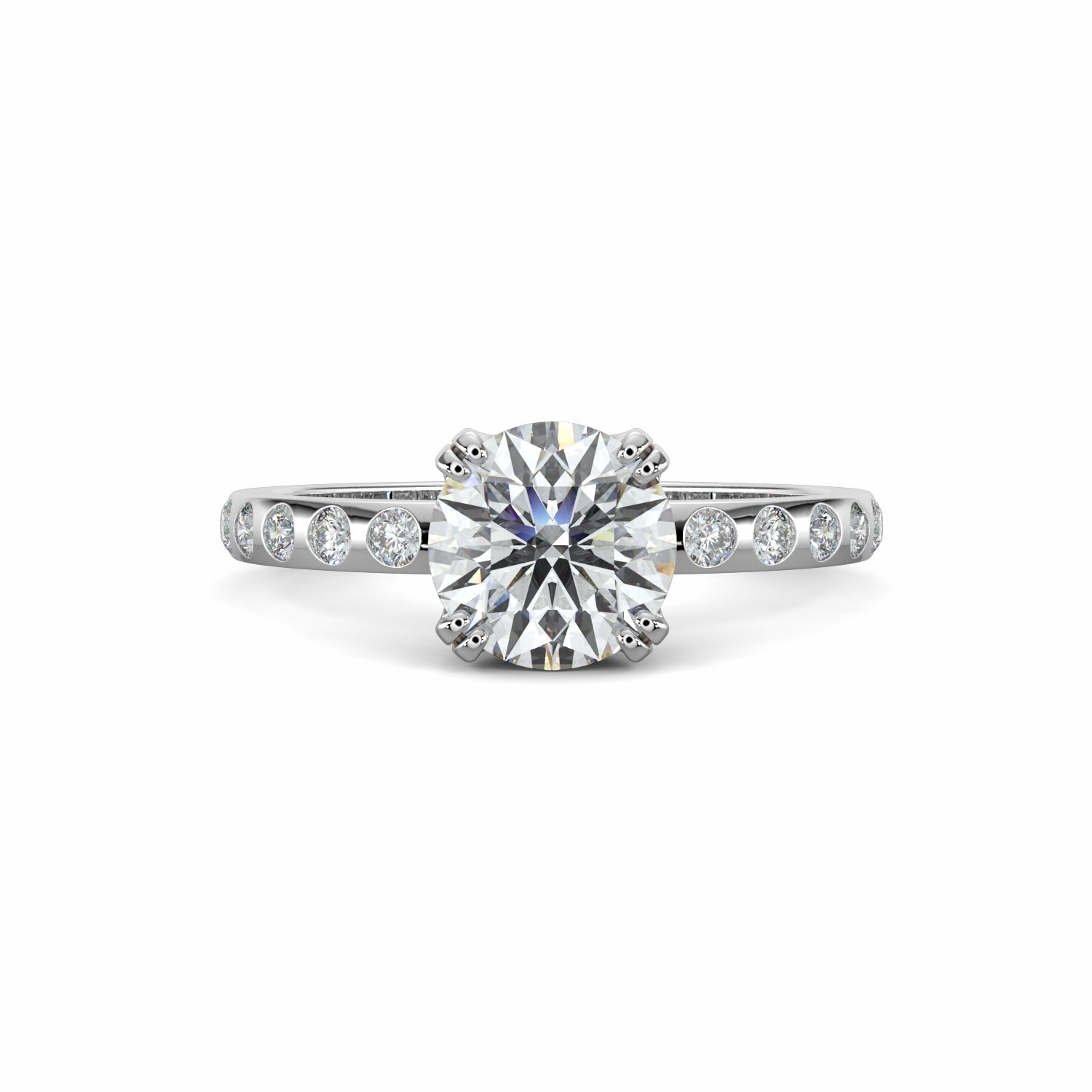 18K White Gold Harriet Diamond Shoulder Engagement Ring