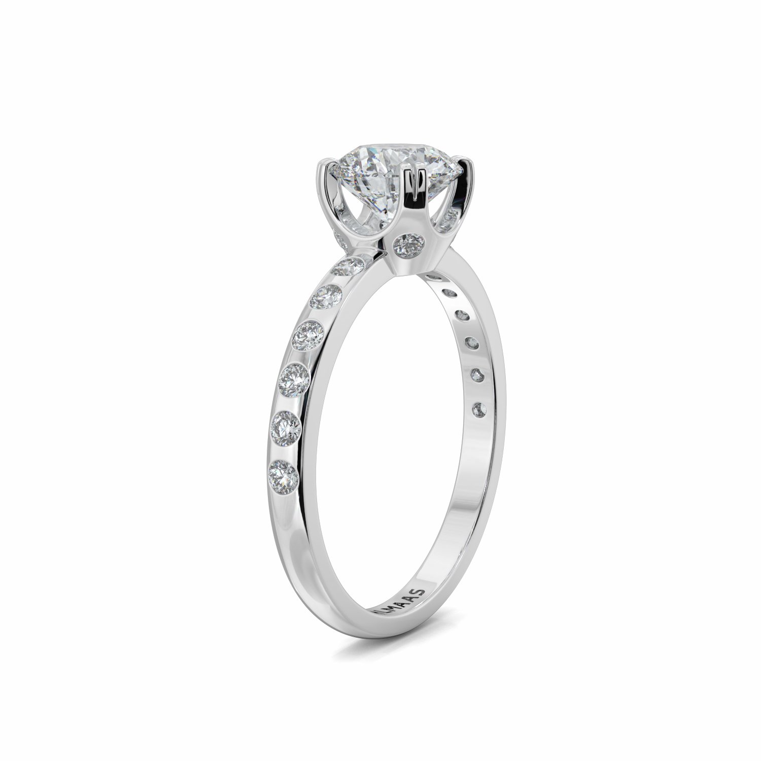 18K White Gold Harriet Diamond Shoulder Engagement Ring