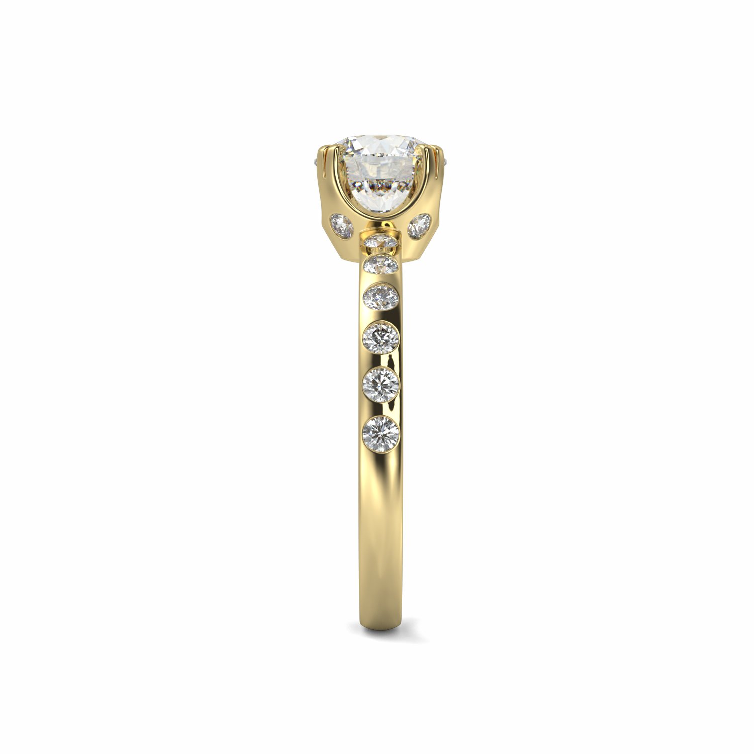 18K Yellow Gold Harriet Diamond Shoulder Engagement Ring