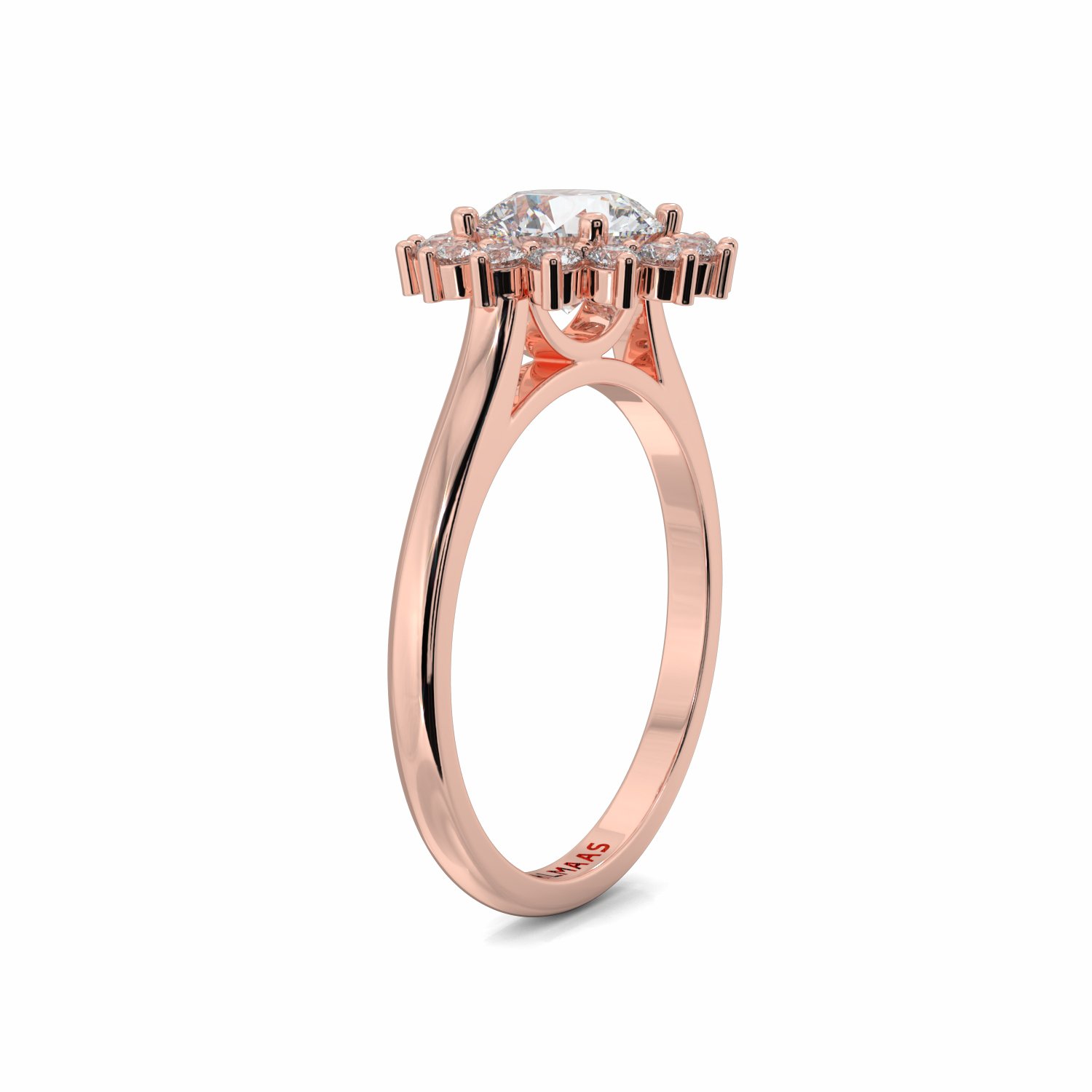 18K Rose Gold Flora Halo Engagement Ring