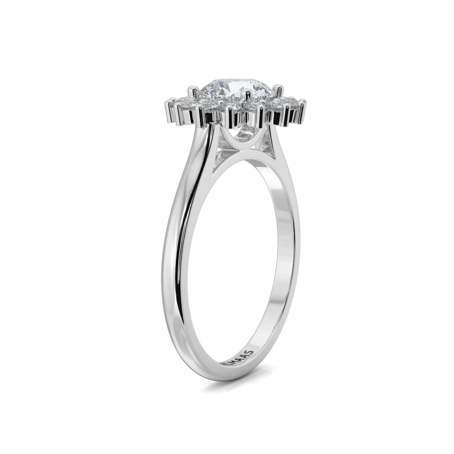 18K White Gold Flora Halo Engagement Ring